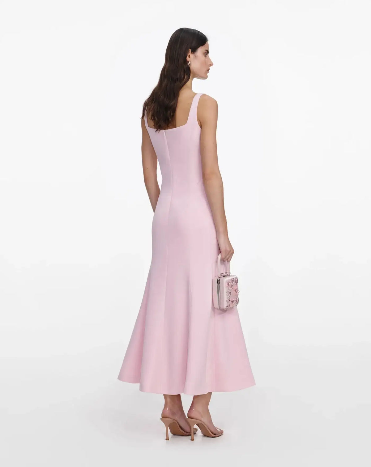 Vestido Self Portrait Pink Crepe Midi Dress SS26105MP PINK SELF-PORTRAIT
