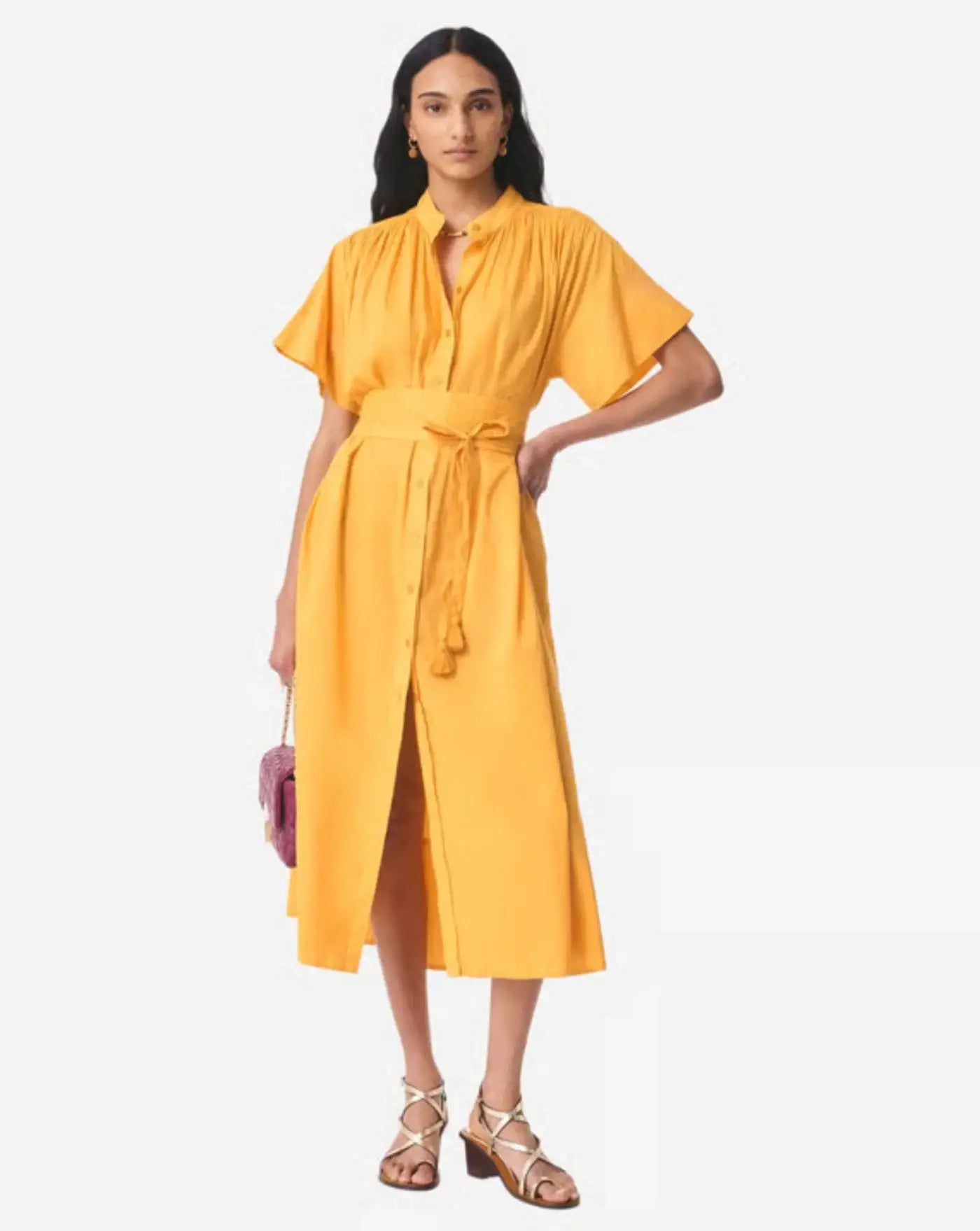Vestido midi de algodón de Vanessa Bruno 4EVA42V08241 SAFRAN VANESSA BRUNO