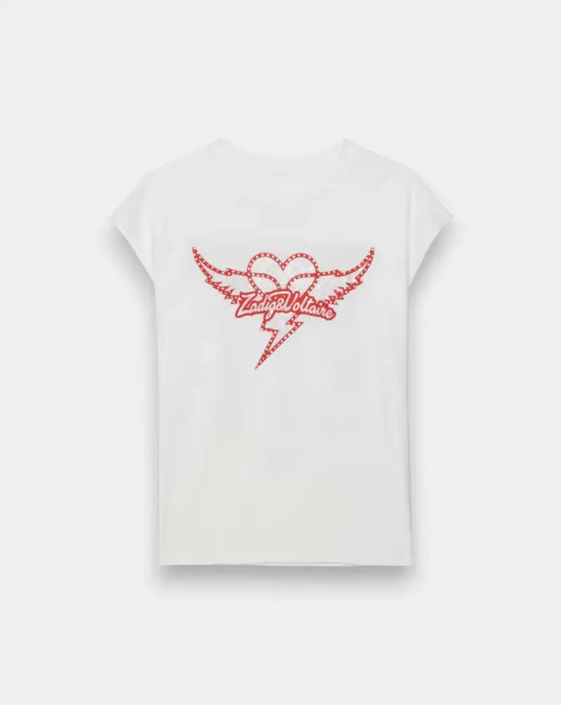 Camiseta Zadig & Voltaire Cloe Hc Heart Wings Strass JWTT01280 103 ZADIG & VOLTAIRE