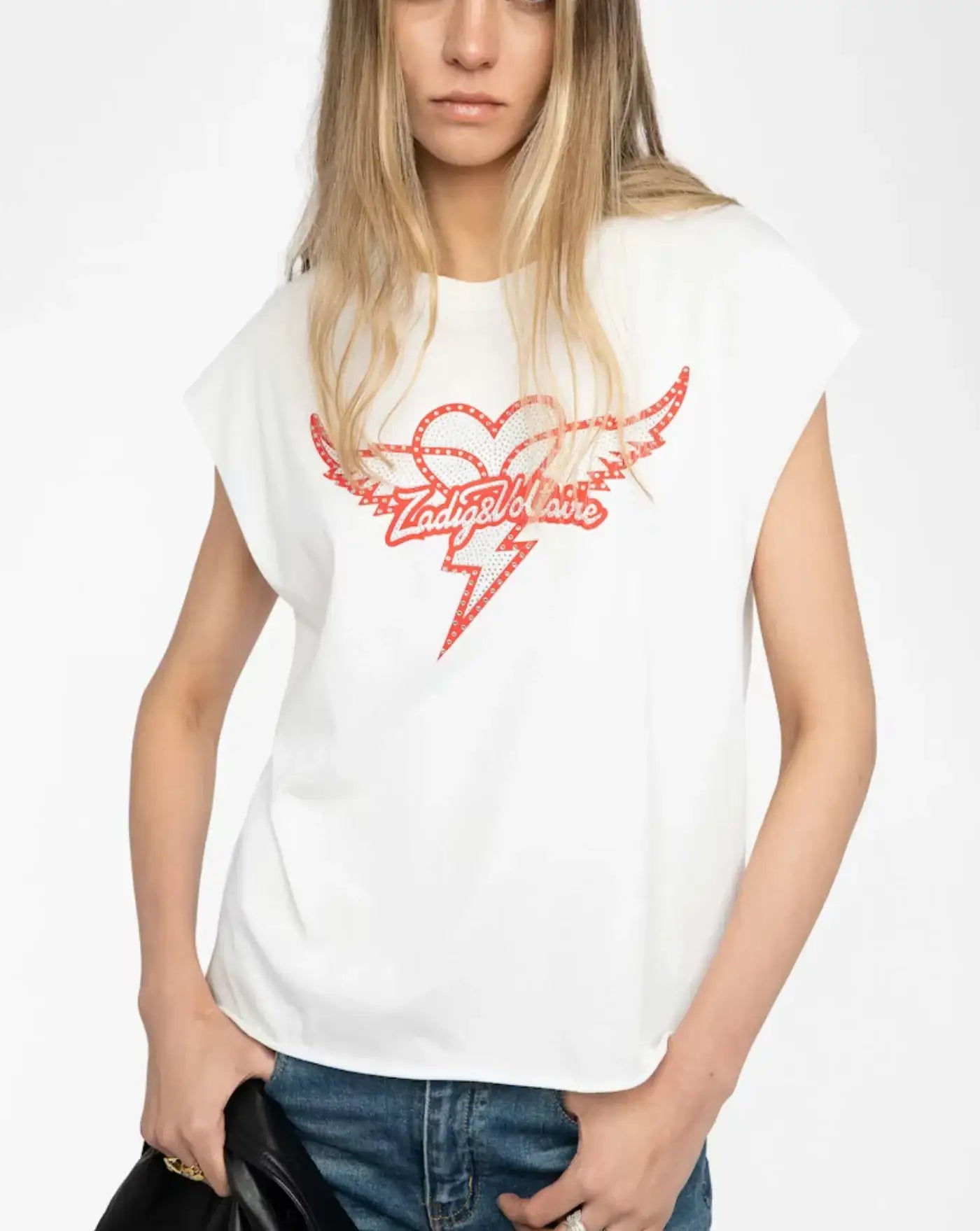Camiseta Zadig & Voltaire Cloe Hc Heart Wings Strass JWTT01280 103 ZADIG & VOLTAIRE