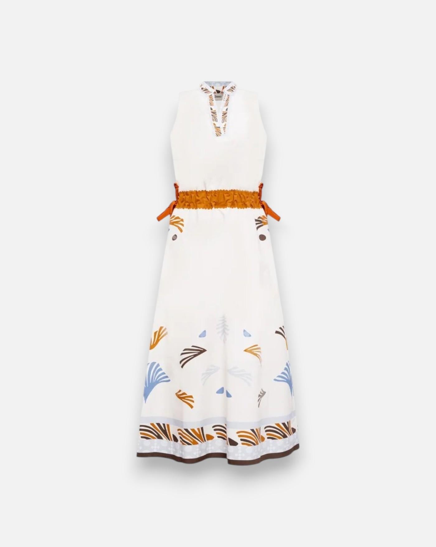 Vestido Herno Printed Belted Maxi Dress AB000080D 133209999 HERNO