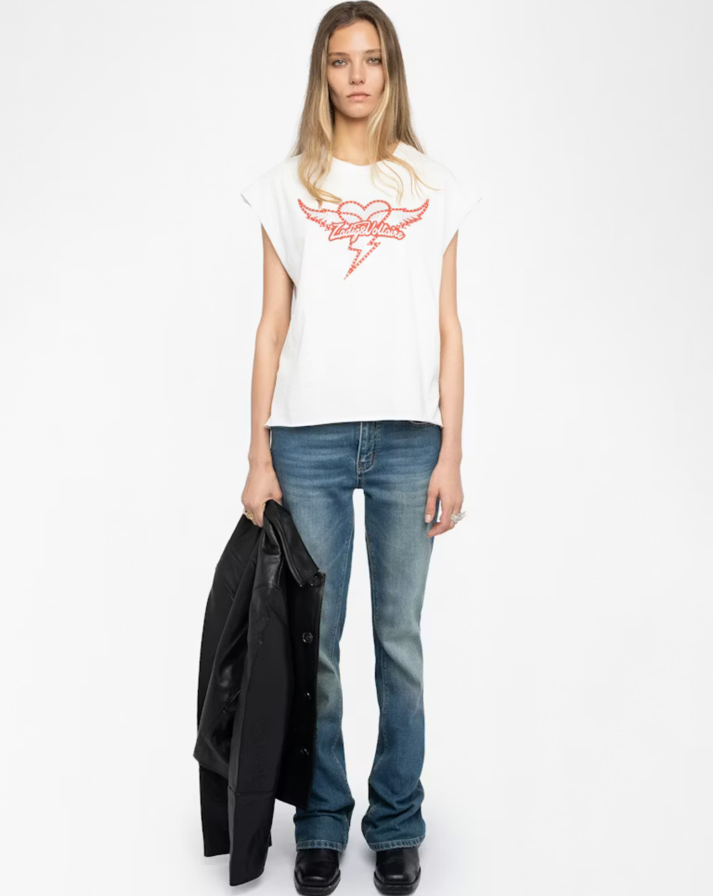 Camiseta Zadig & Voltaire Cloe Hc Heart Wings Strass JWTT01280 103 ZADIG & VOLTAIRE