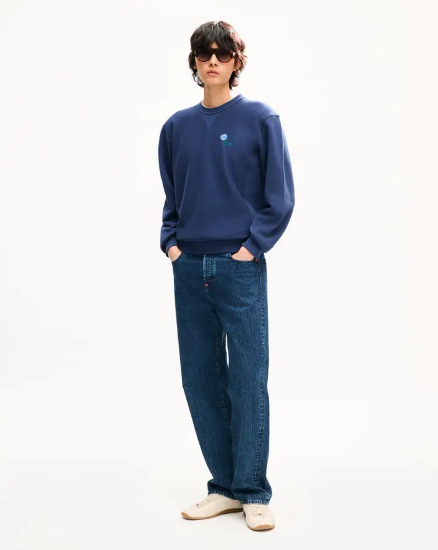 Sudadera de algodón bordada 'KENZO Tulip'<BR/><BR/> FG65TS2934SK 79 BLUE BLACK KENZO