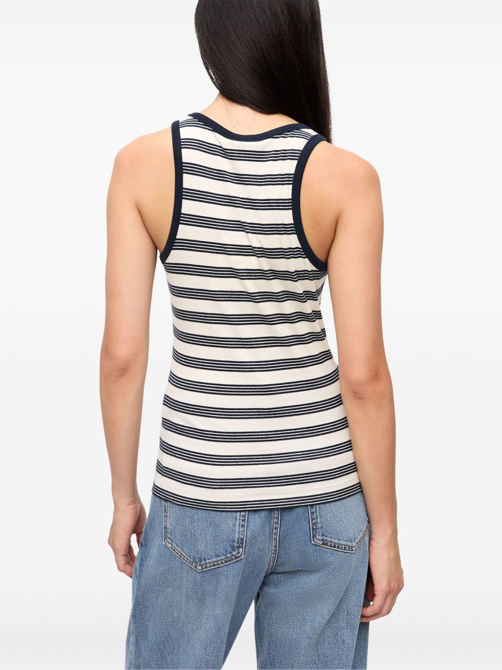 Top Ganni Striped Soft Cotton Rib Tank Top T4144 683 GANNI