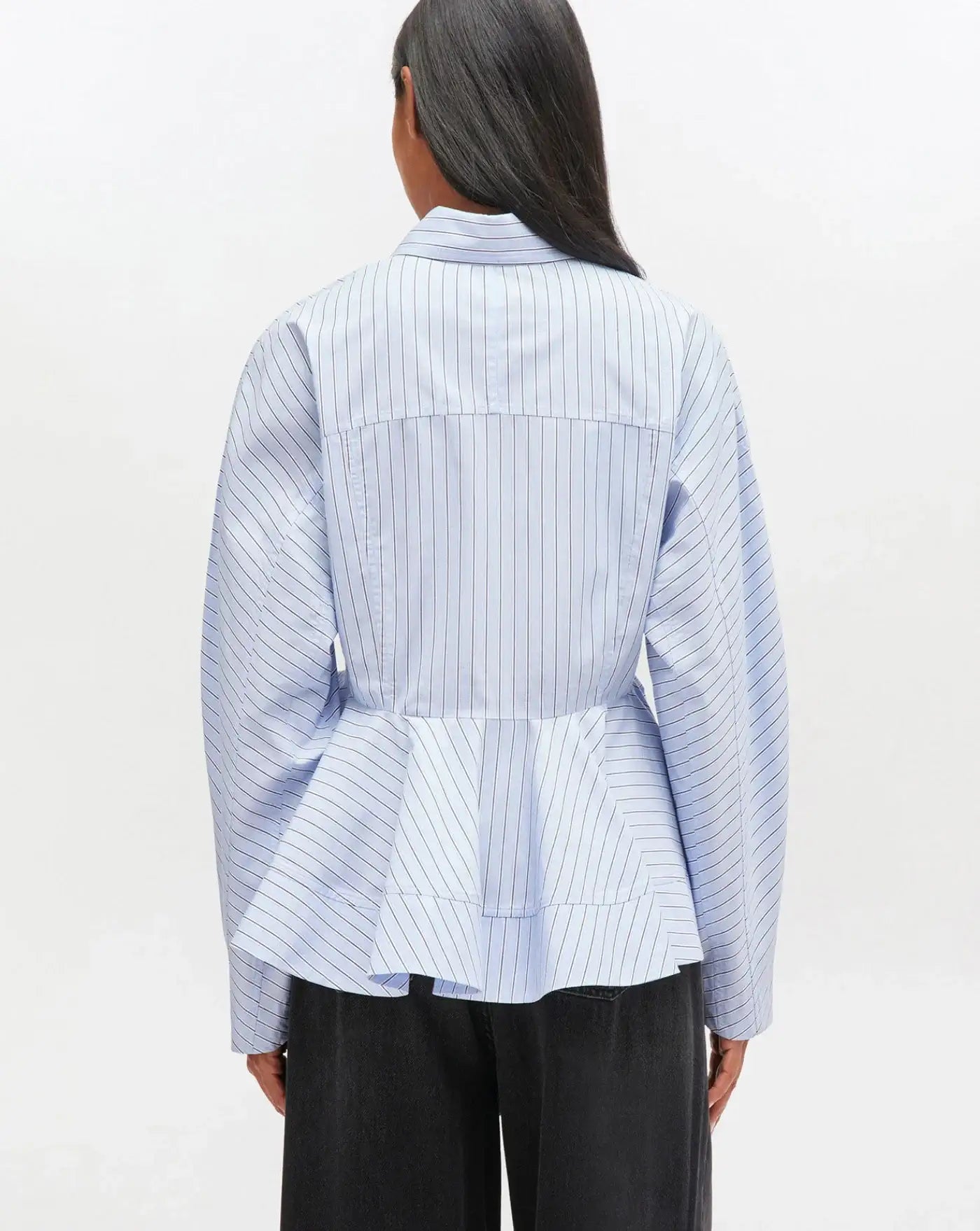 Camisa Ganni Stripe Peplum Shirt W0824 01M GANNI