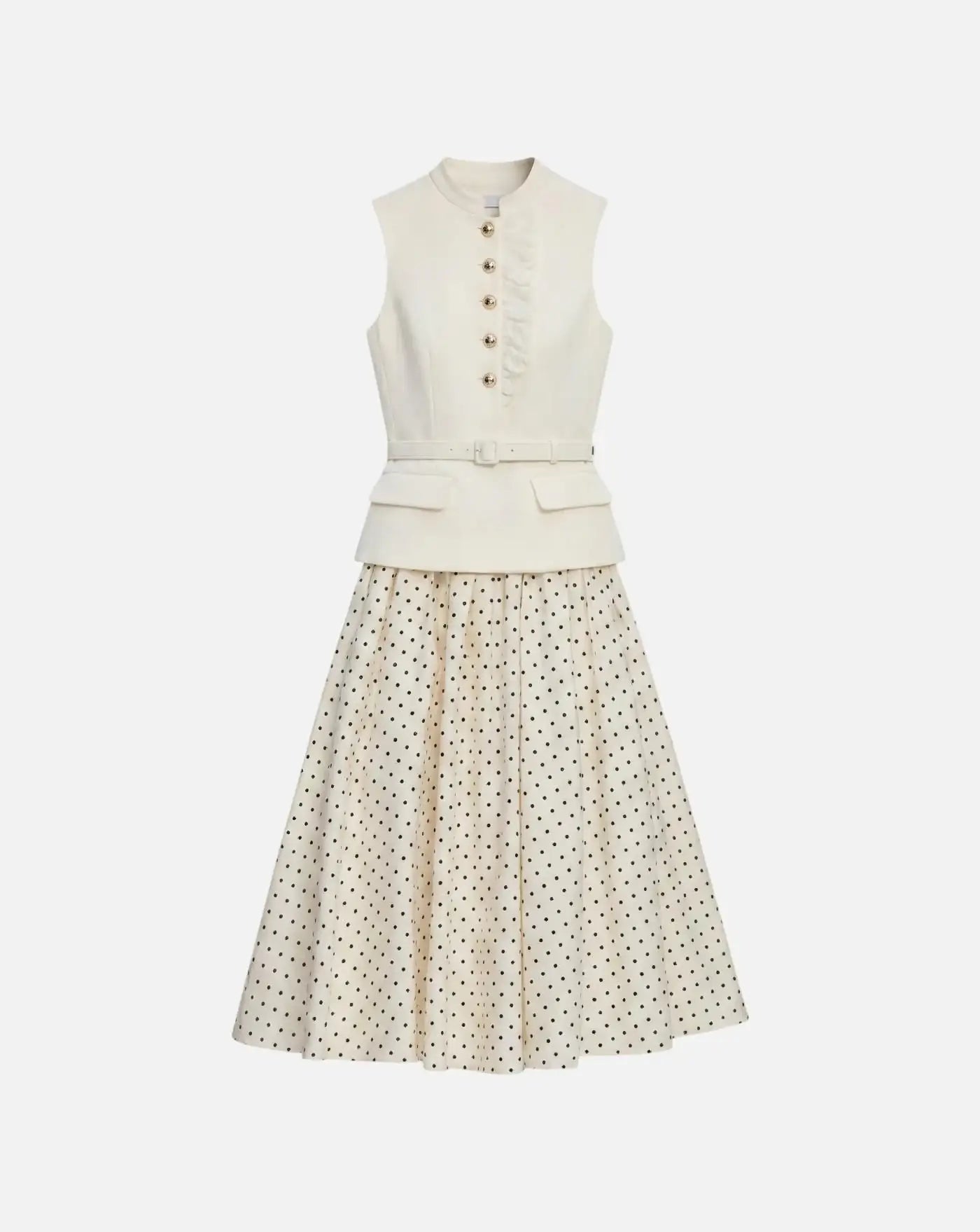 Vestido Self Portrait Cream Boucle Polka Dot Midi Dress SS26031MC CREAM SELF-PORTRAIT