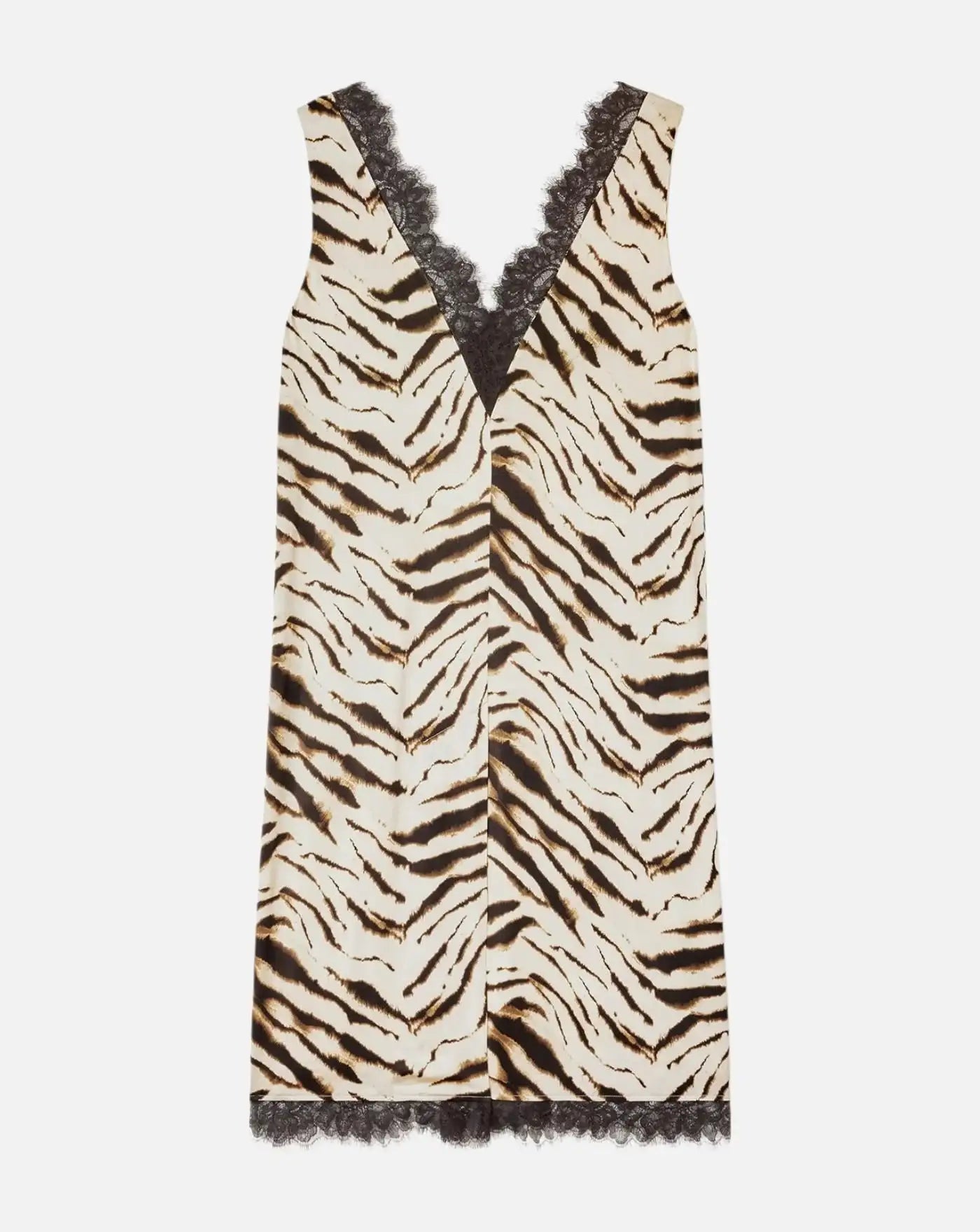 Vestido Ganni Printed Stretch Satin V-neck Midi Dress<BR/> A1030663 135 GANNI