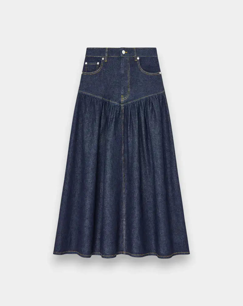 Falda Ganni Stretch Denim Long Skirt<BR/> A1090248 077 GANNI