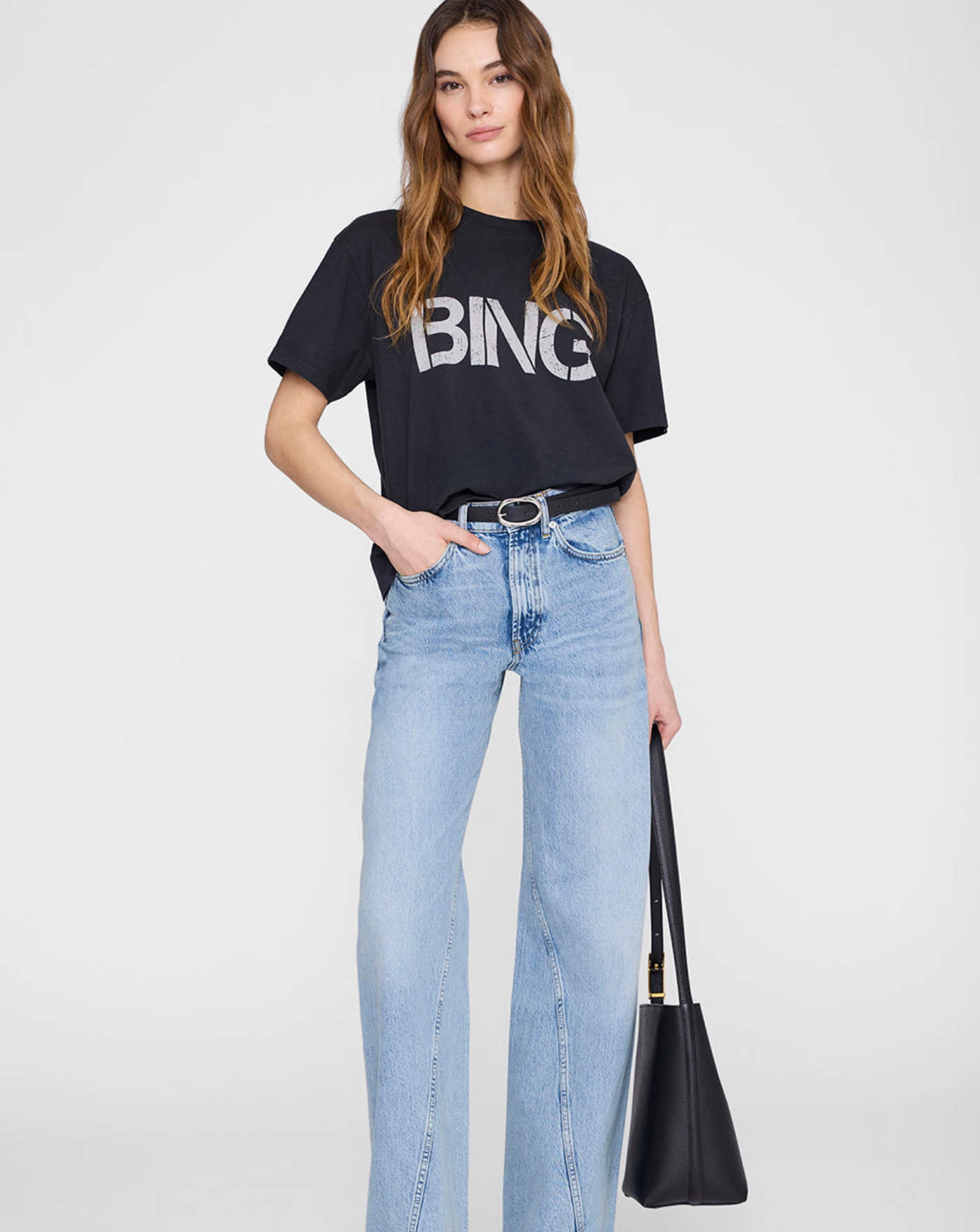 Camiseta Anine Bing Wagner Tee Stencil A0812382 VTG3VINTAGE BLACK ANINE BING