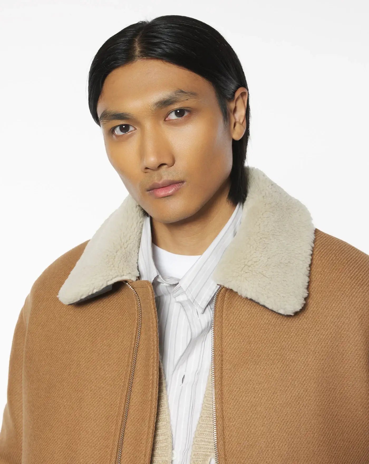 Chaqueta Maison Kitsune Shearling Collar Jacket PM02140WM2030 GINGER BROWM MAISON KITSUNE