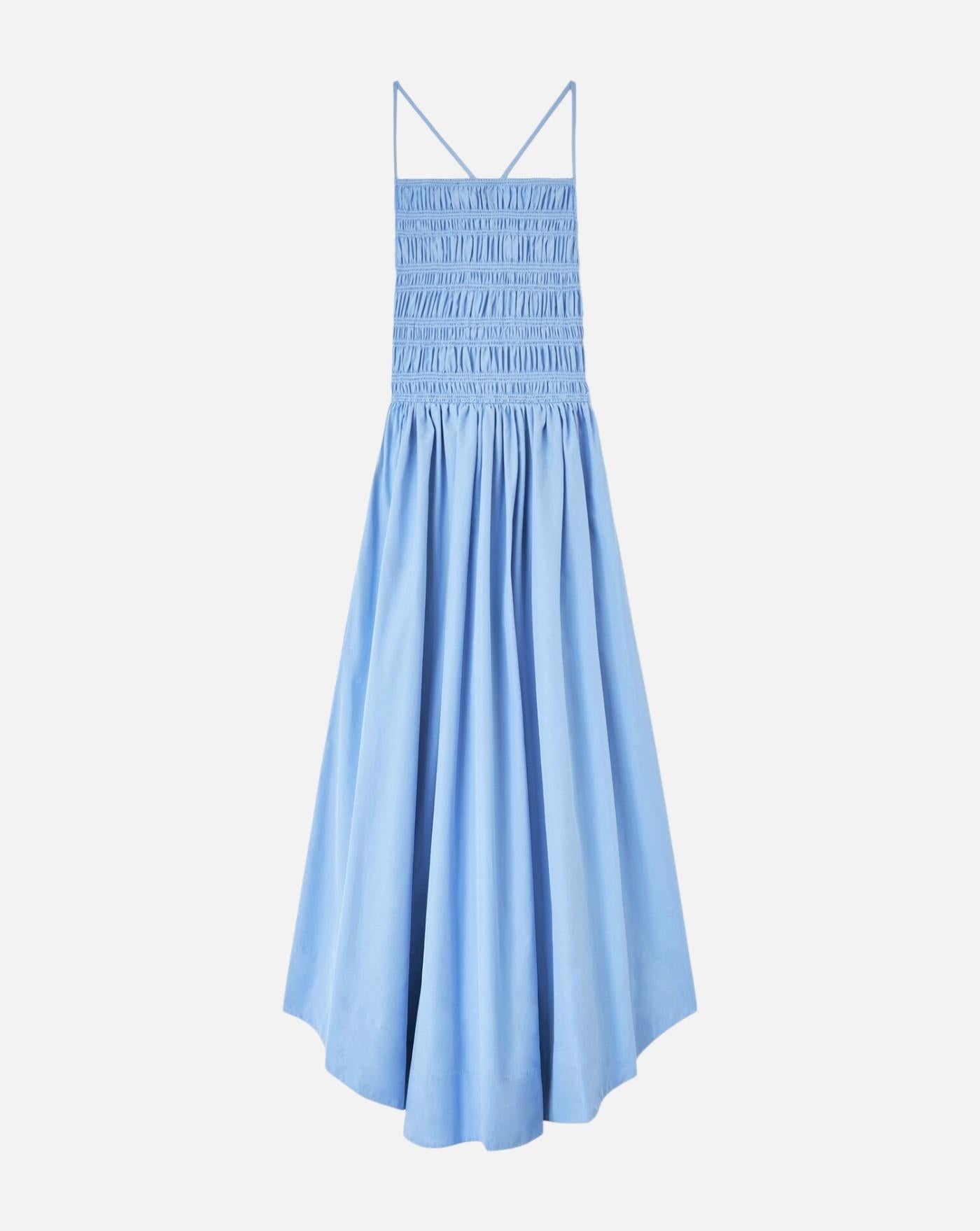 Vestido Ganni Regenerative Cotton Poplin Long Smocked Dress<BR/> A1030621 ZZL GANNI