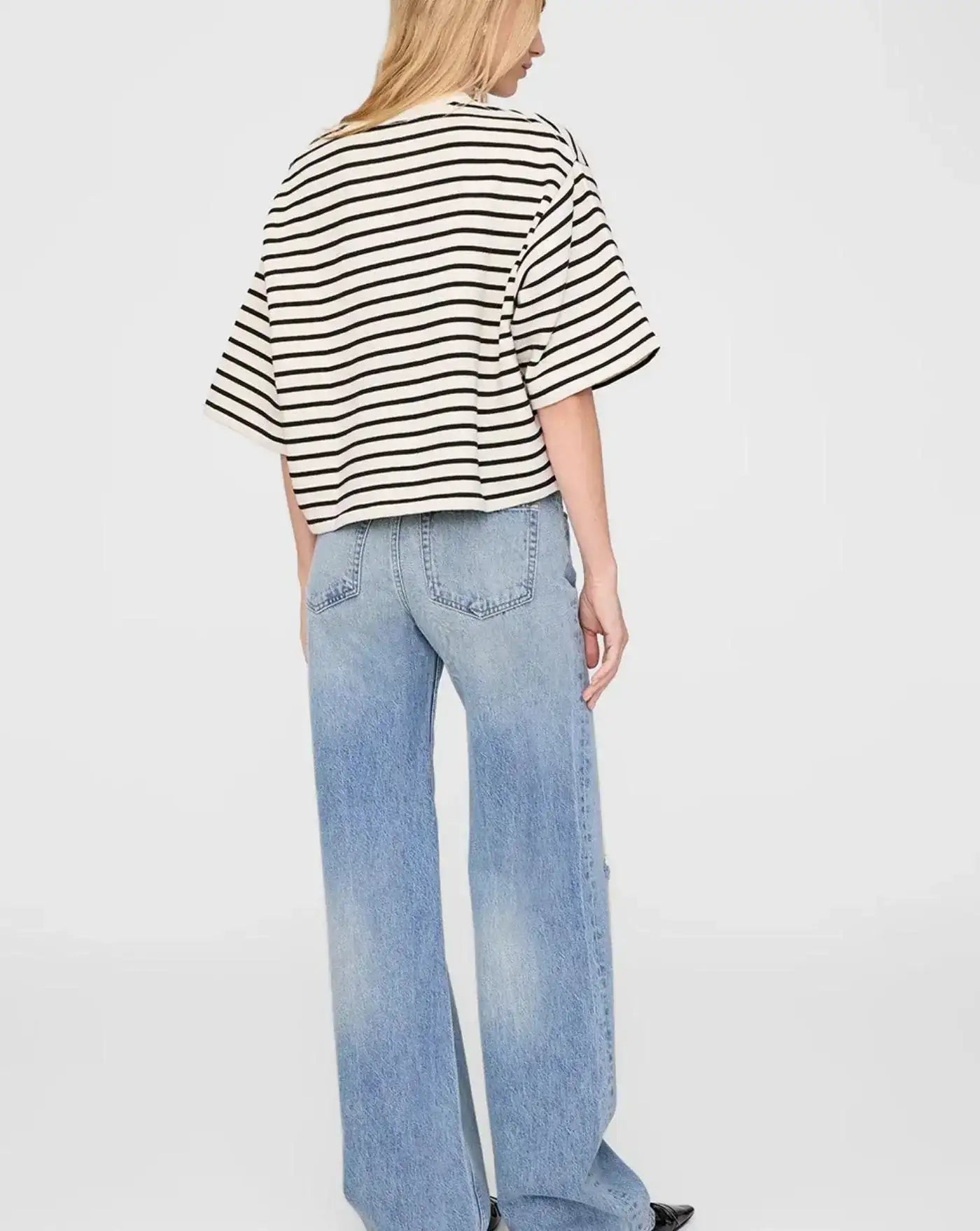 Camiseta Anine Bing Myers Cropped Tee A0811431 WHITE BLACK ANINE BING