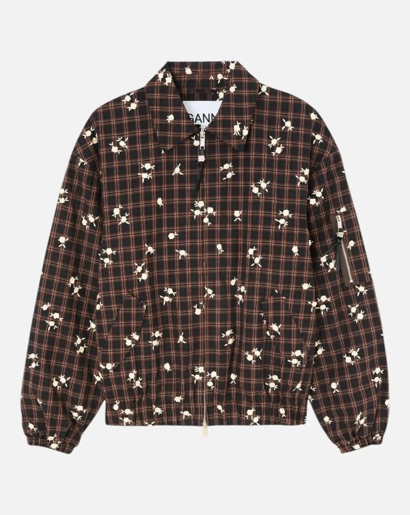 Chaqueta Ganni Yarn Dyed Check Flower Bomber<BR/> A1010198 ZX8 GANNI