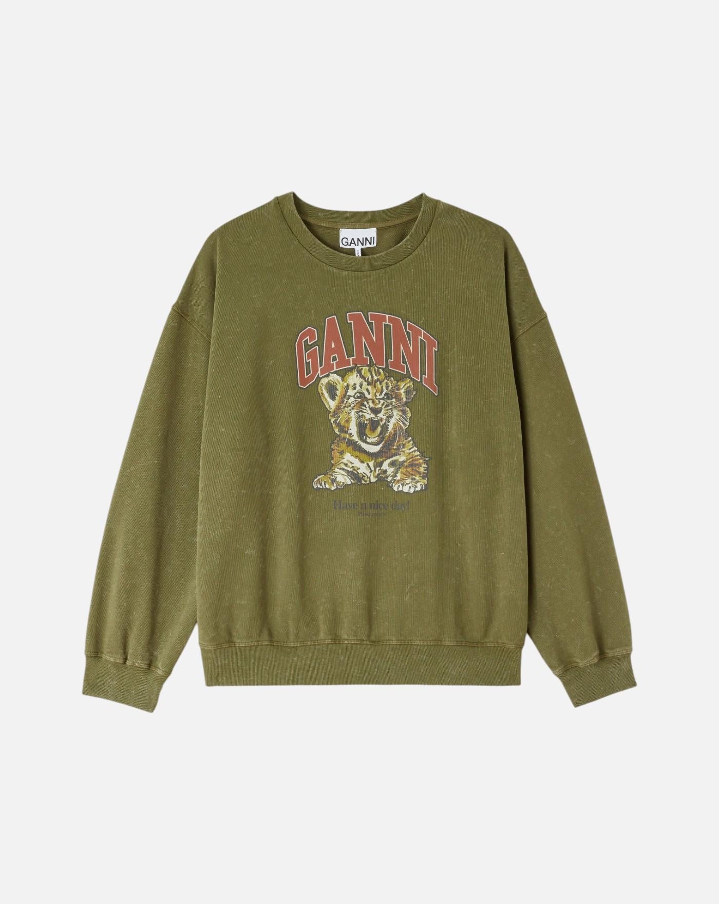 Sudadera Ganni Isoli crewneck Tiger Print<BR/> A1060079 838 GANNI