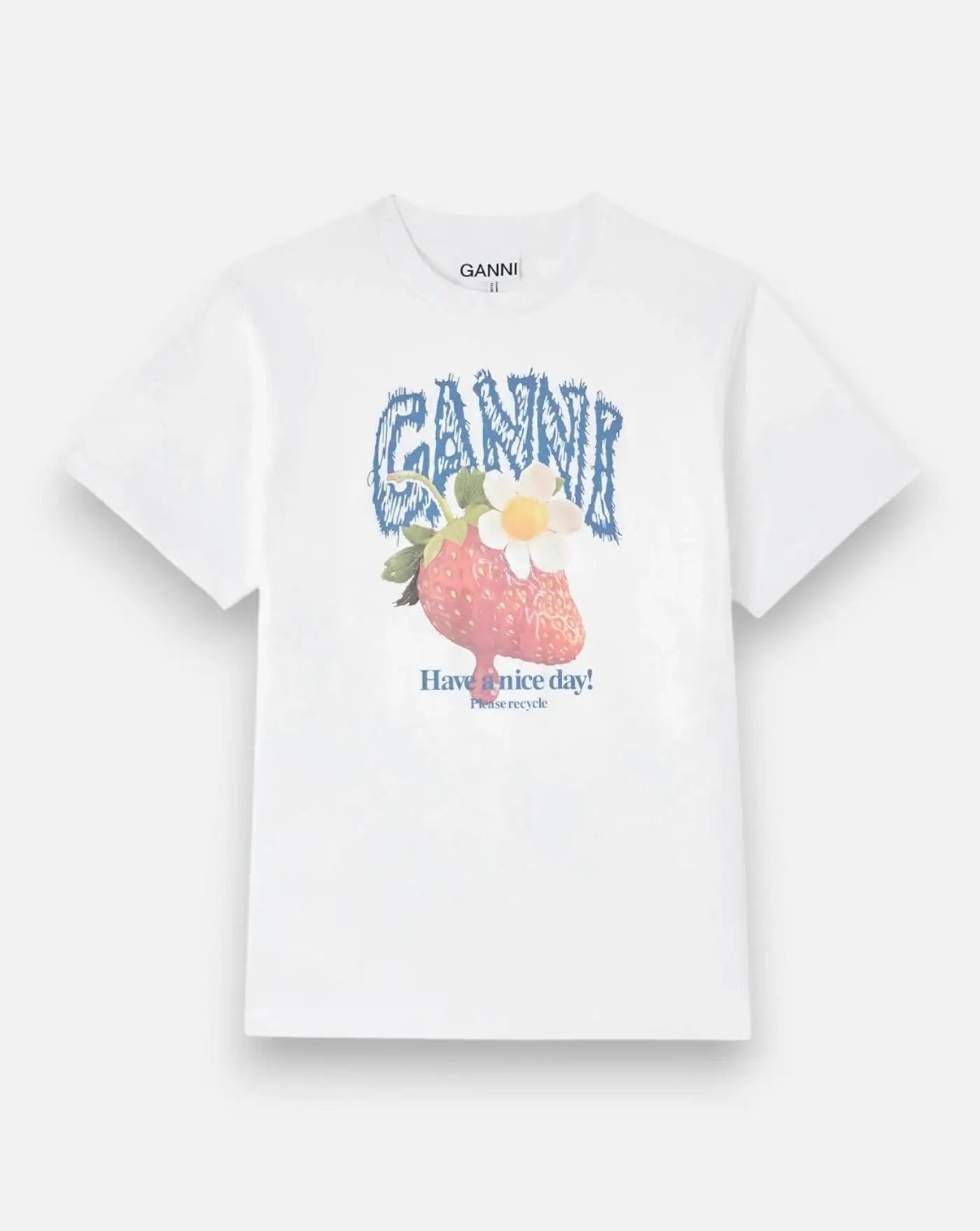 Camiseta Ganni Basic Cotton Jersey Strawberry<BR/> A1050201 151 GANNI