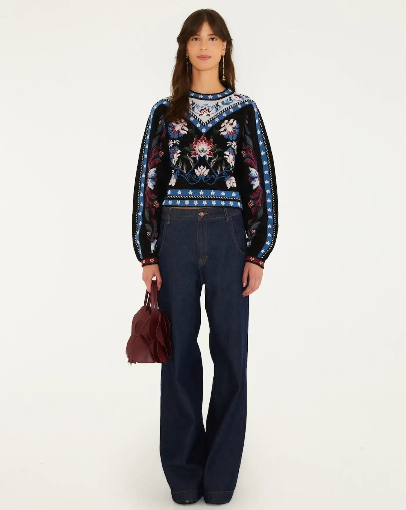 Jersey Natalia Burgundy Knit Sweater<BR/> 360289 26114 NATALIA FARM RIO