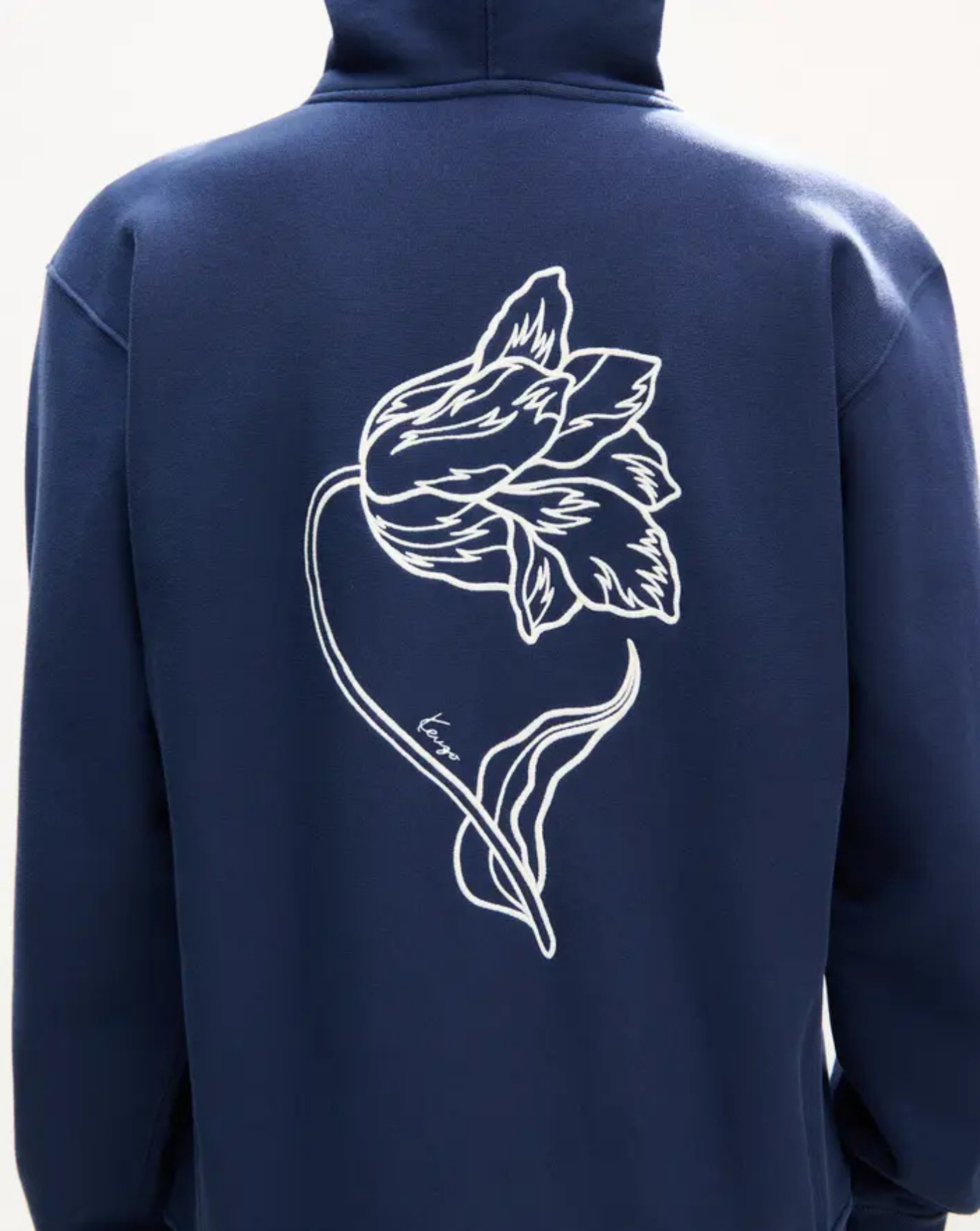 Sudadera con capucha y cremallera de algodón bordada 'KENZO Tulip'<BR/><BR/> FG65HO2714MJ 79 BLUE BLACK KENZO