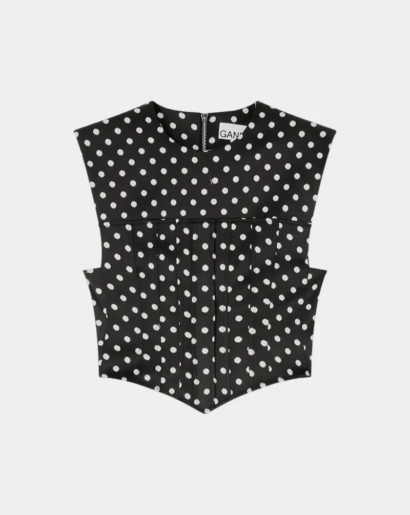 Top Ganni Lunares Satin A1040078 099 GANNI