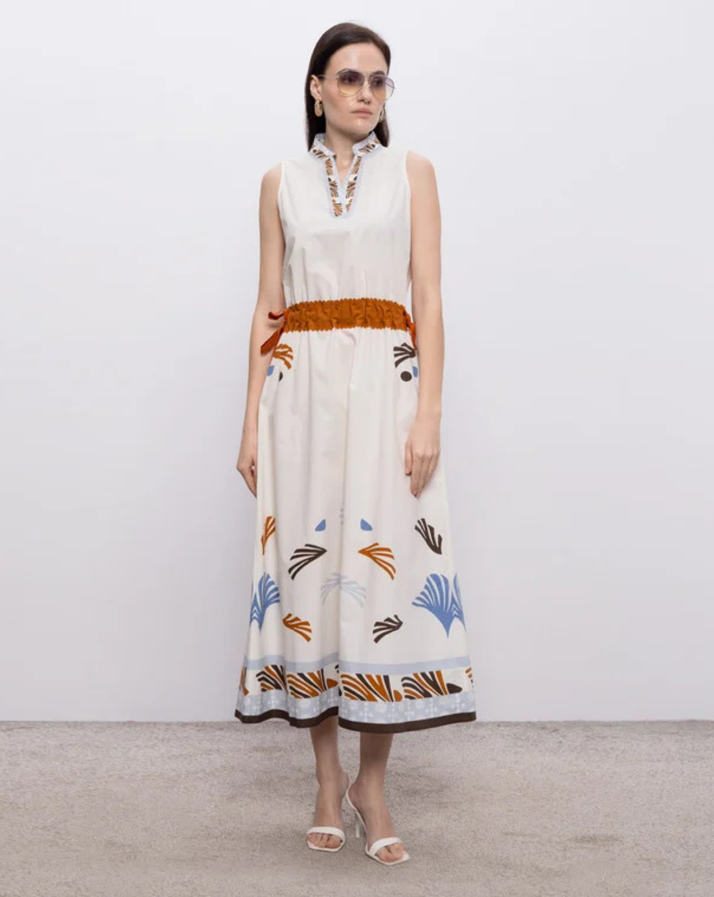 Vestido Herno Printed Belted Maxi Dress AB000080D 133209999 HERNO