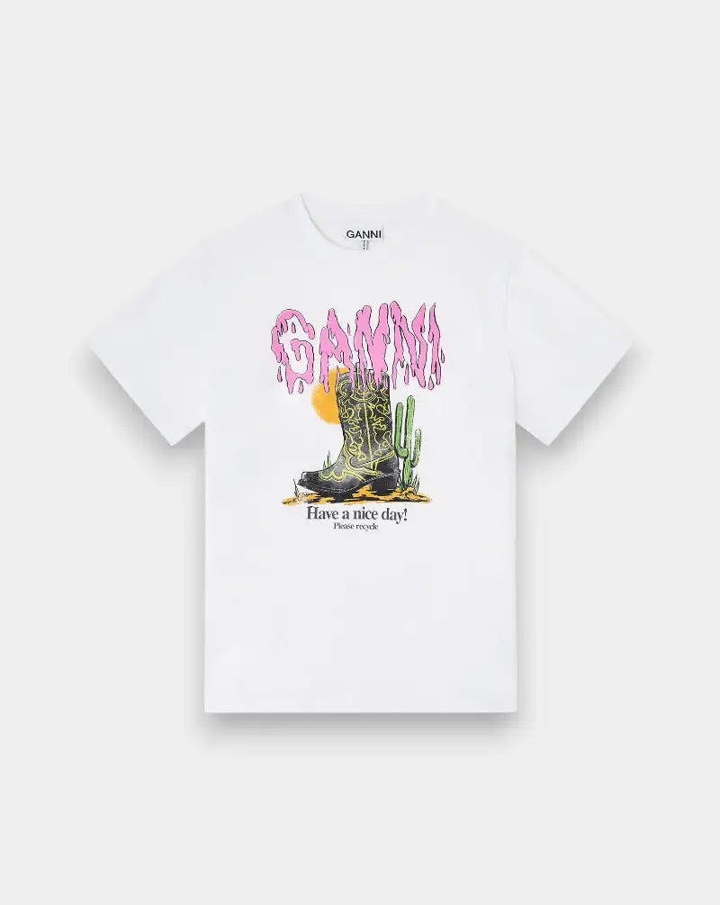 Camiseta Ganni Boots Print A1050075 151 GANNI