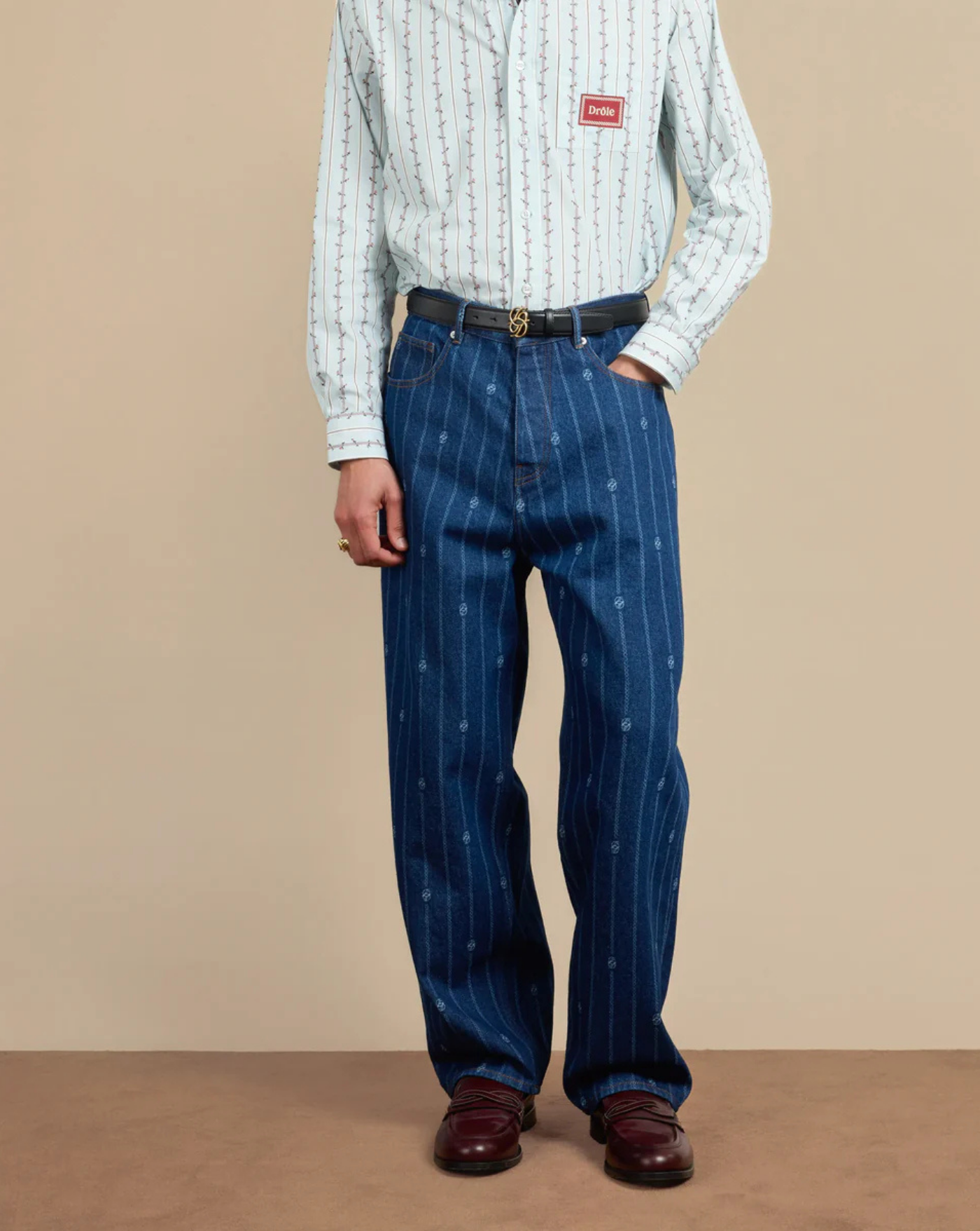 Denim Drole de Monsieur Le Jean Baggy Monogramme BP168 CO238 SW DROLE DE MONSIEUR