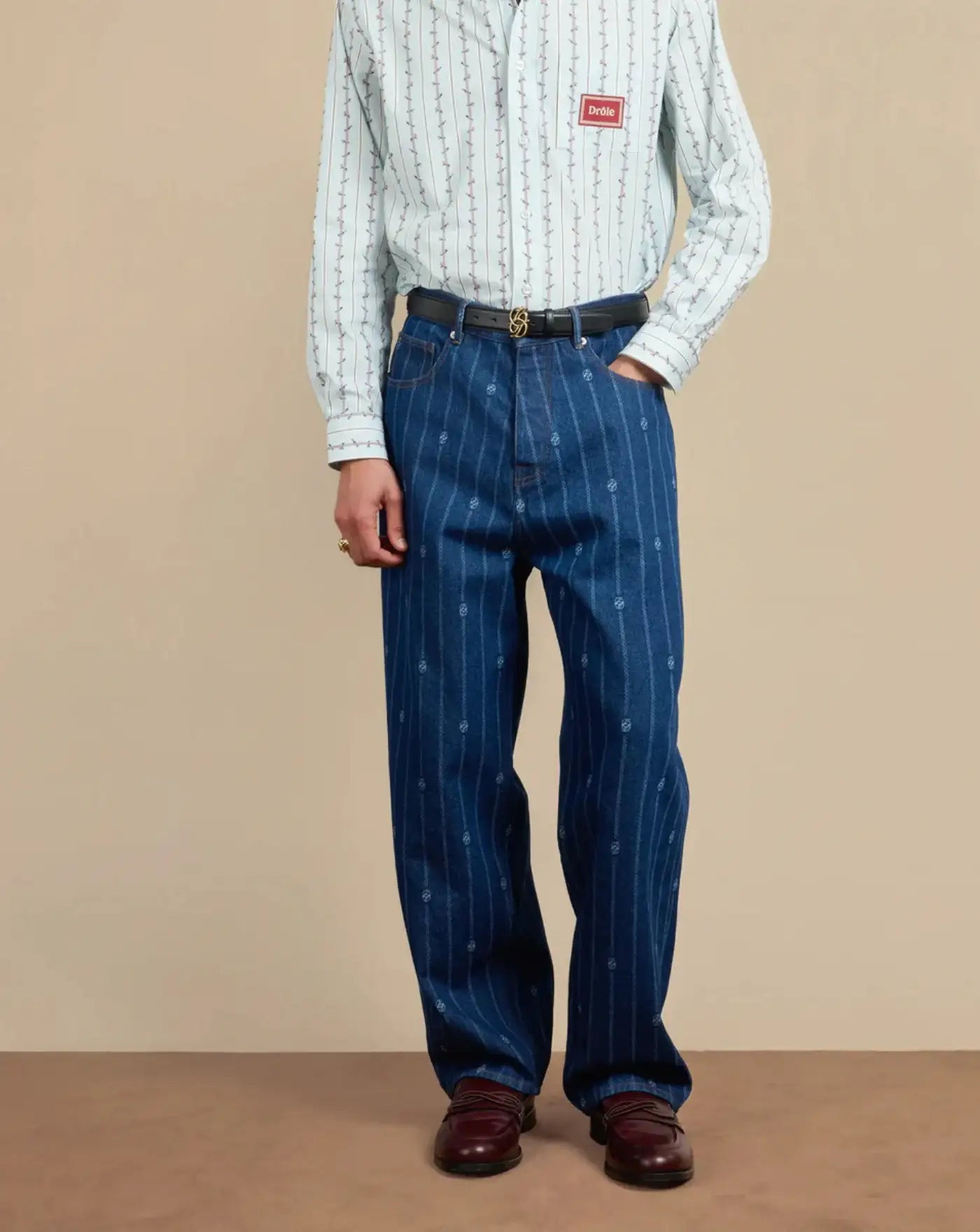 Denim Drole de Monsieur Le Jean Baggy Monogramme BP168 CO238 SW DROLE DE MONSIEUR