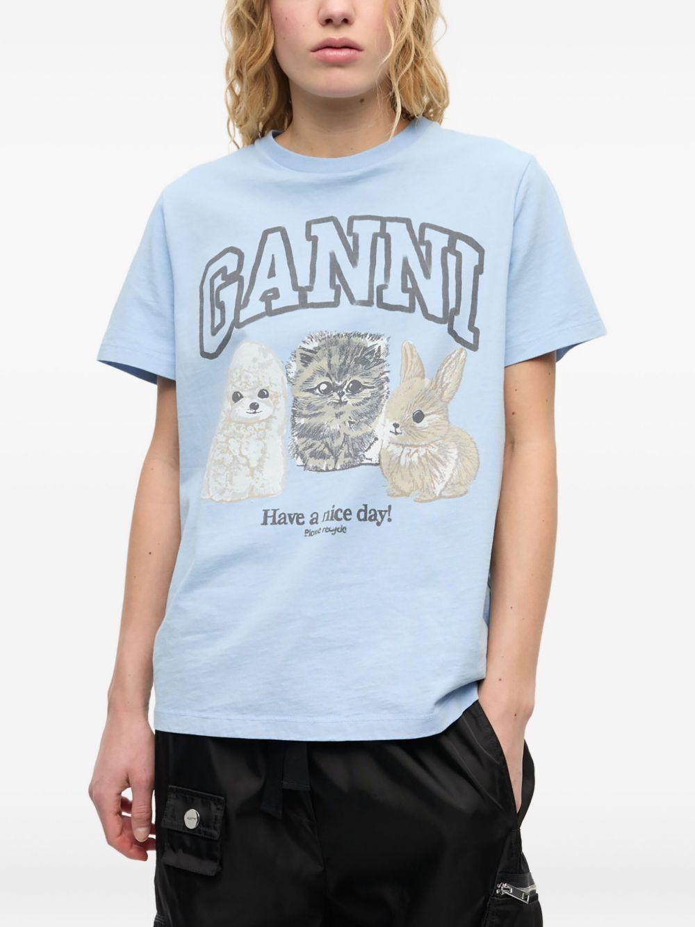 Camiseta Ganni Animals T4278 570 GANNI