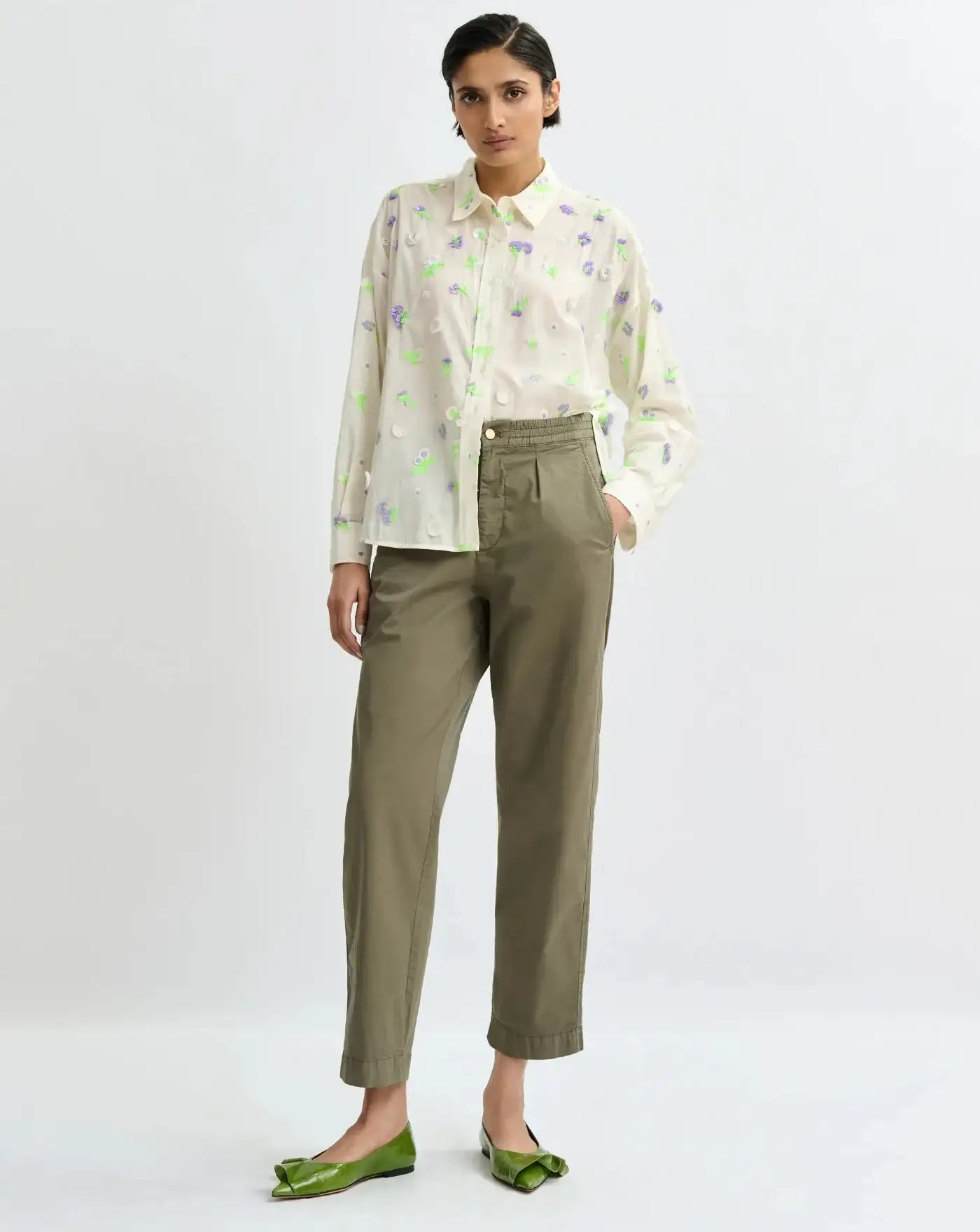 Camisa Essentiel Antwerp Jimena Embroidered Boxy Shirt JIMENA J1OWOFF WHITE ESSENTIEL ANTWERP