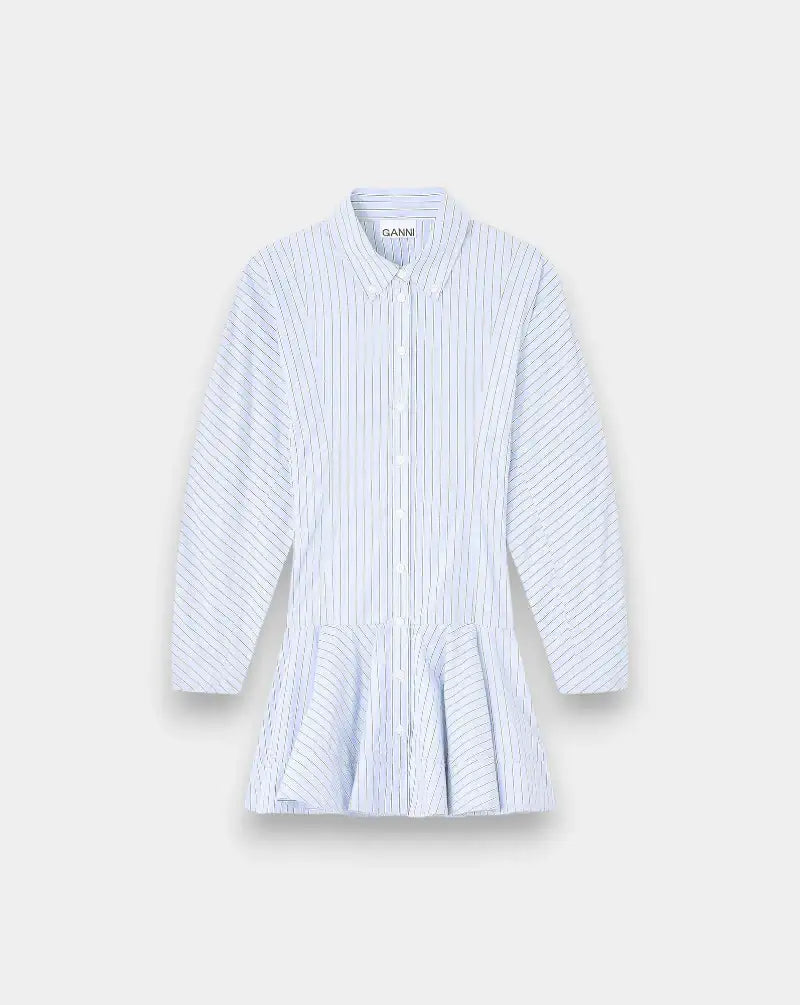 Vestido Ganni Stripe Cotton Buttoned Mini Dress W1101 01M GANNI