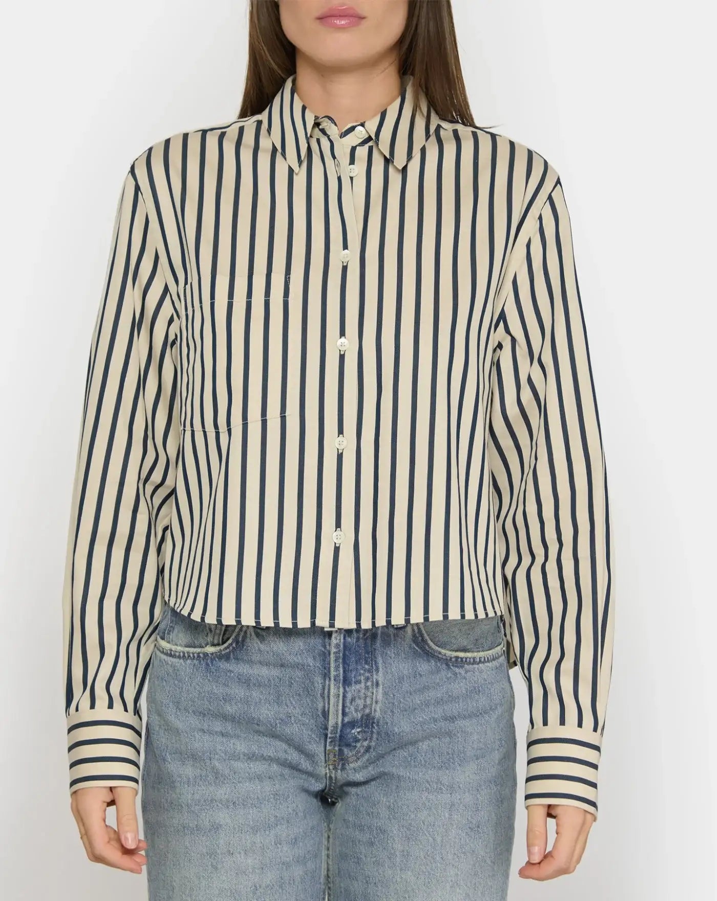 Camisa Anine Bing Essie Cropped Shirt A0712065STR13 ANINE BING