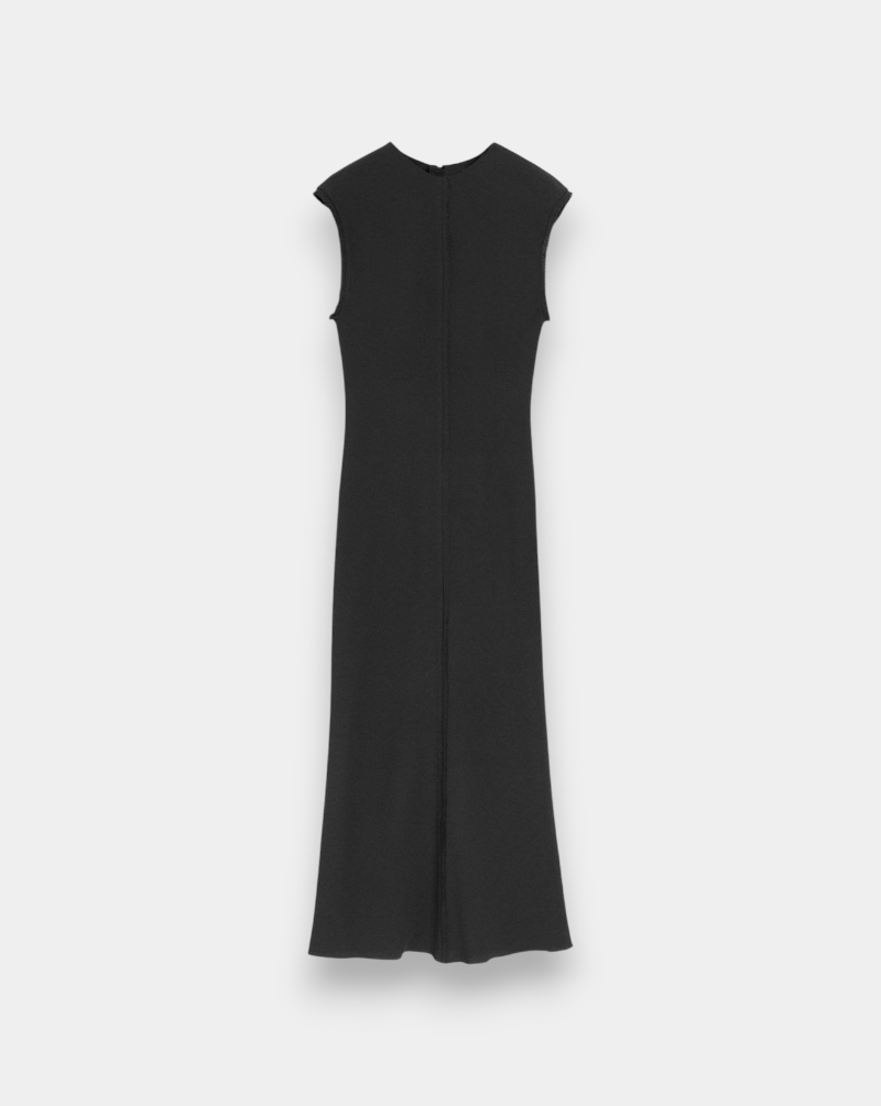 Vestido Ami Paris Black Long Raw Edge Details Dress FDR626VI0039 020 AMI PARIS