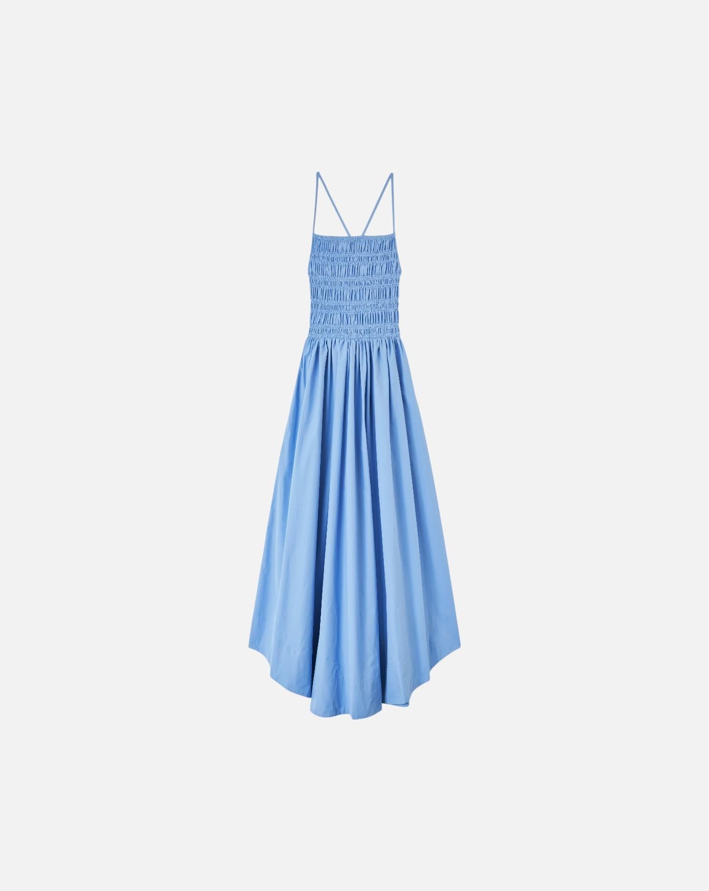 Vestido Ganni Regenerative Cotton Poplin Long Smocked Dress<BR/> A1030621 ZZL GANNI