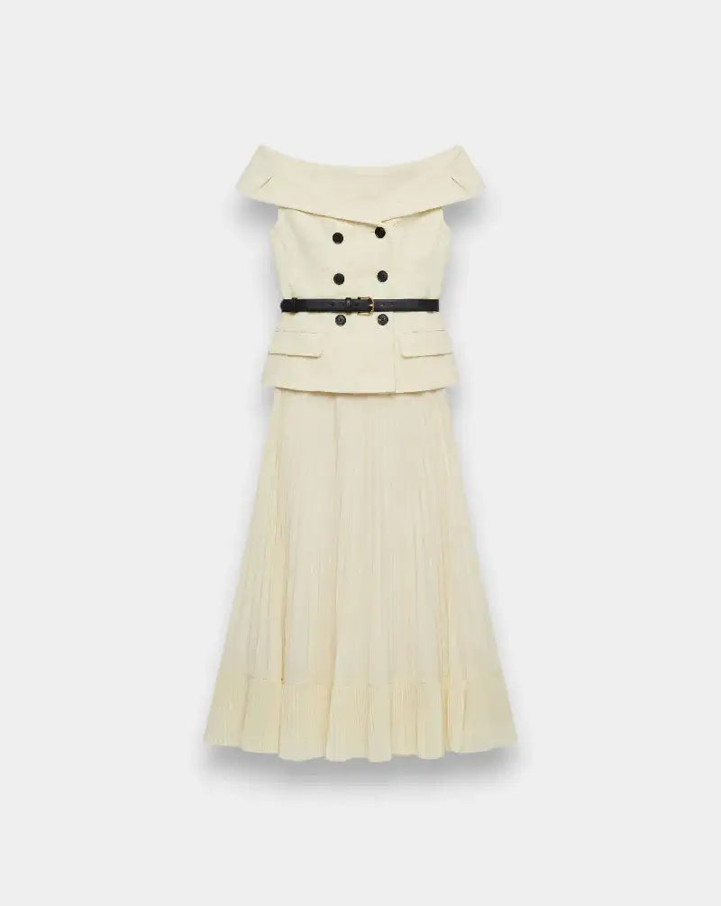 Vestido Self Portrait Yellow Lace Chiffon Midi Dress SS26093MAY YELLOW SELF-PORTRAIT
