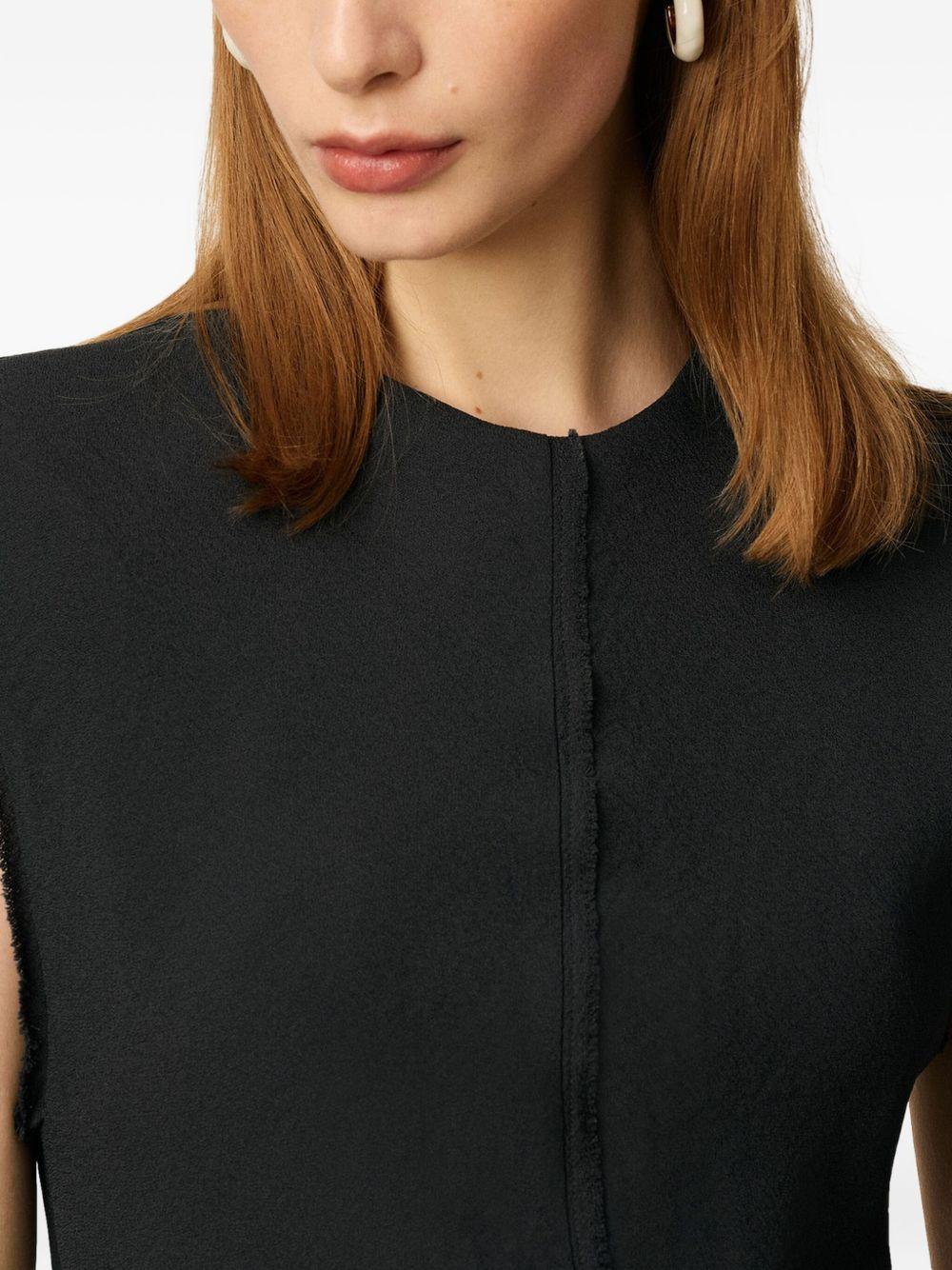 Vestido Ami Paris Black Long Raw Edge Details Dress FDR626VI0039 020 AMI PARIS