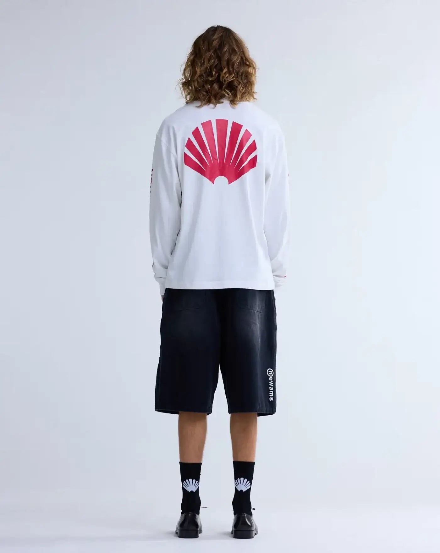 Camiseta New Amsterdam Logo Longsleeve Washed 2601106001 WHITE/DEEP RED NEW AMSTERDAM