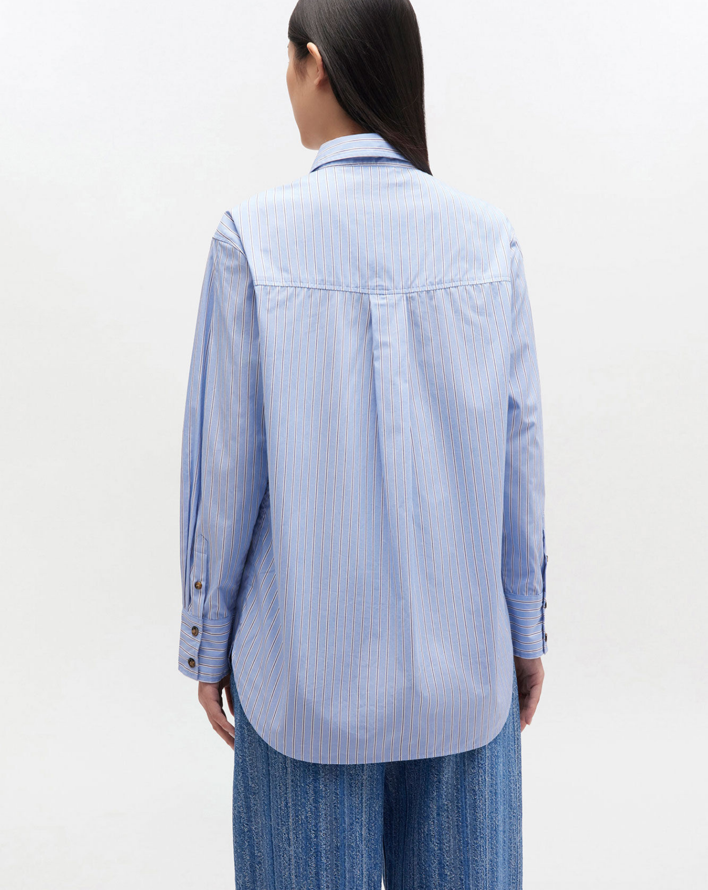 Camisa Ganni Stripe Cotton Oversized Shirt W0826 01M GANNI