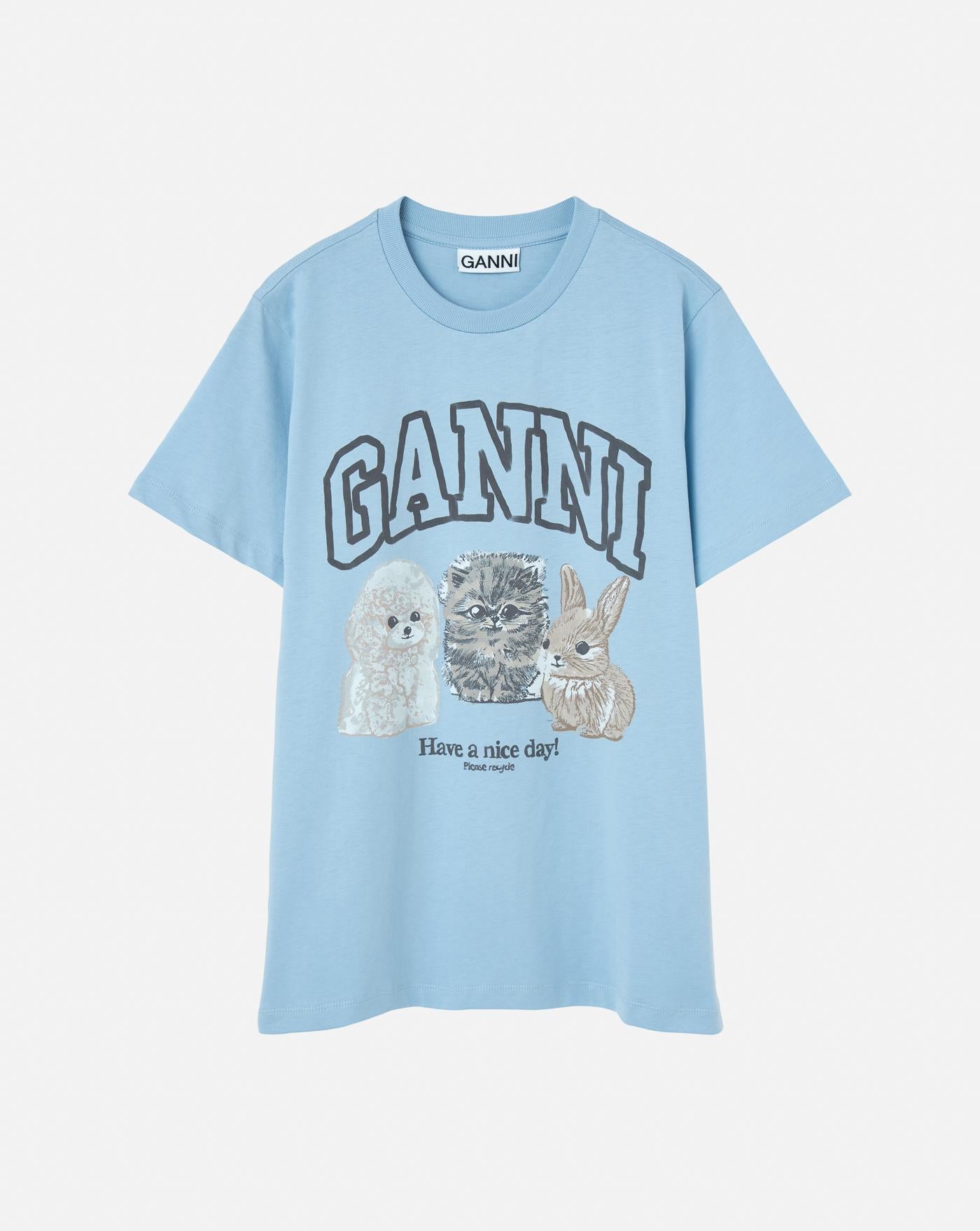 Camiseta Ganni Animals T4278 570 GANNI