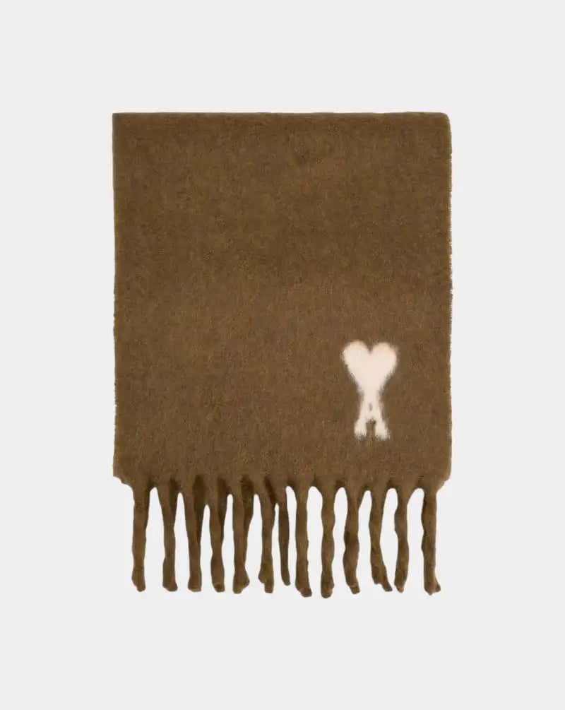 Bufanda Ami Paris Alpaca Off White Ami De Coeur Scarf USF673AW0004 216 AMI PARIS