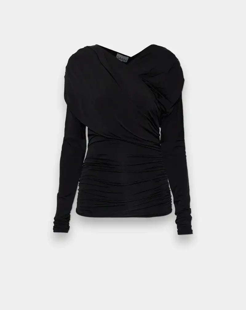 Blusa Ganni Ruched Blouse A1040082 099 GANNI
