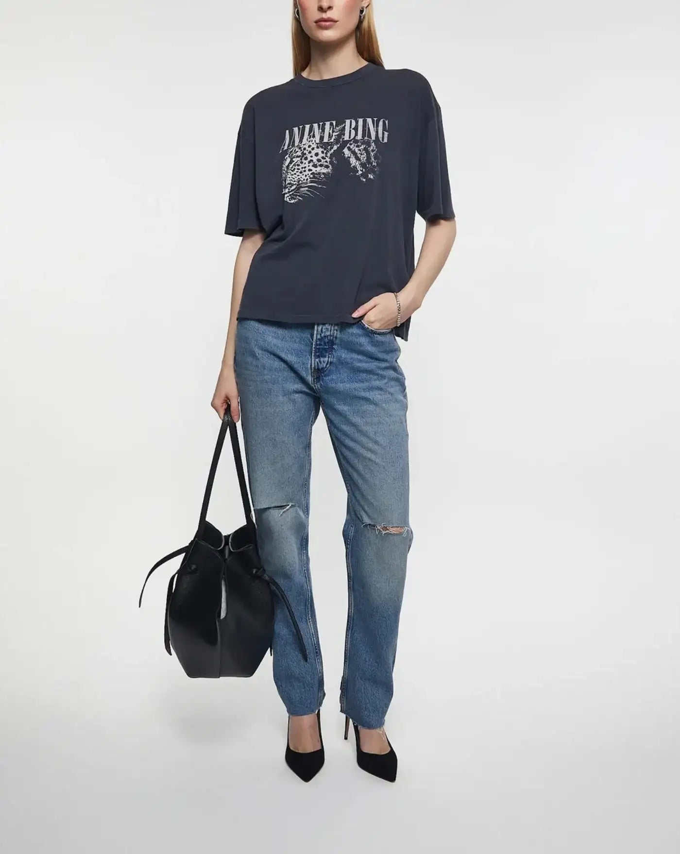 Camiseta Anine Bing Cohen A0811703WBL1 WASHED BLACK ANINE BING