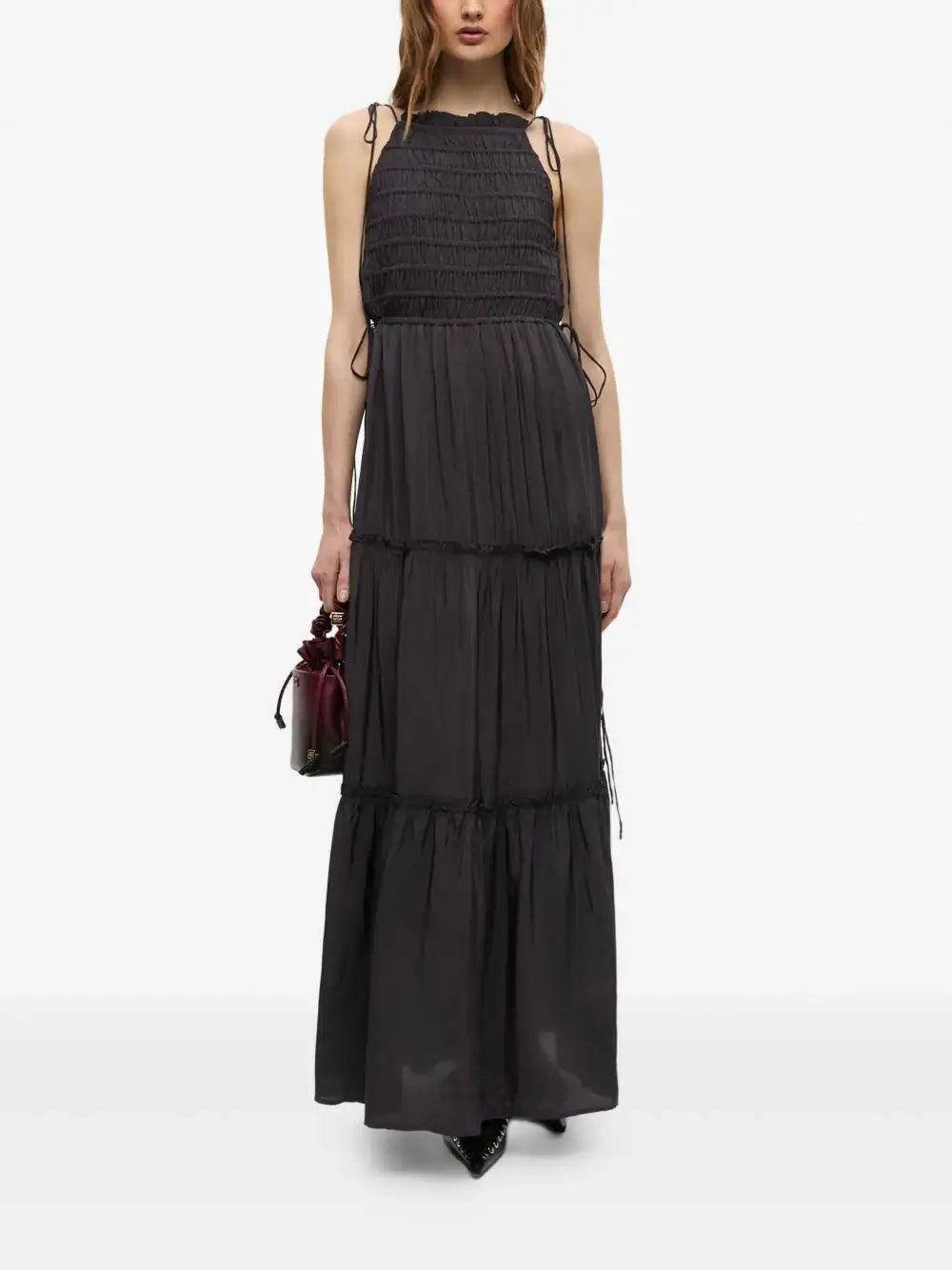 Vestido Ganni Viscose Habotai Maxi Smock W0571 252 GANNI