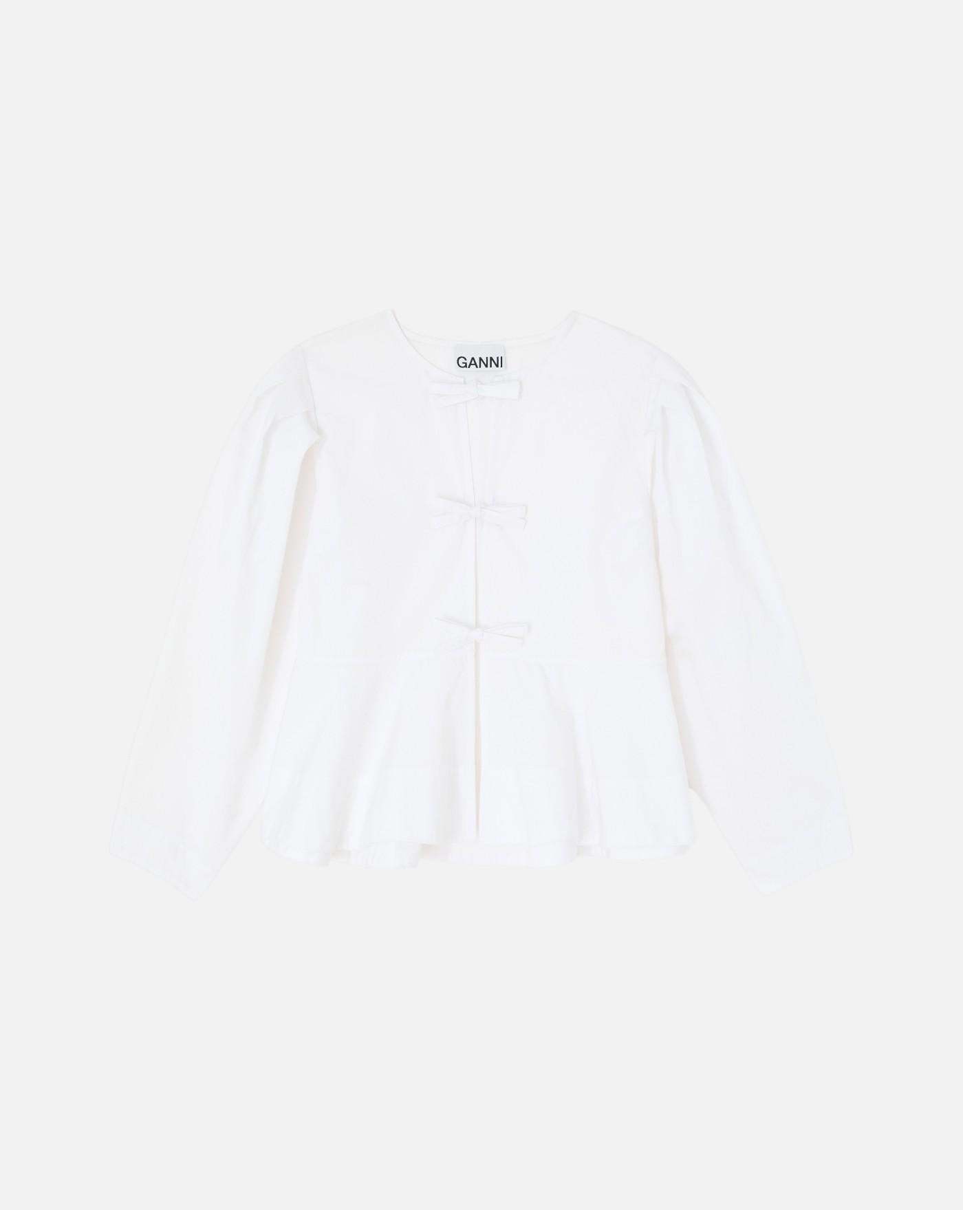 Blusa Ganni Compact Poplin Long Sleeve Peplum Blouse A1040486 151 GANNI
