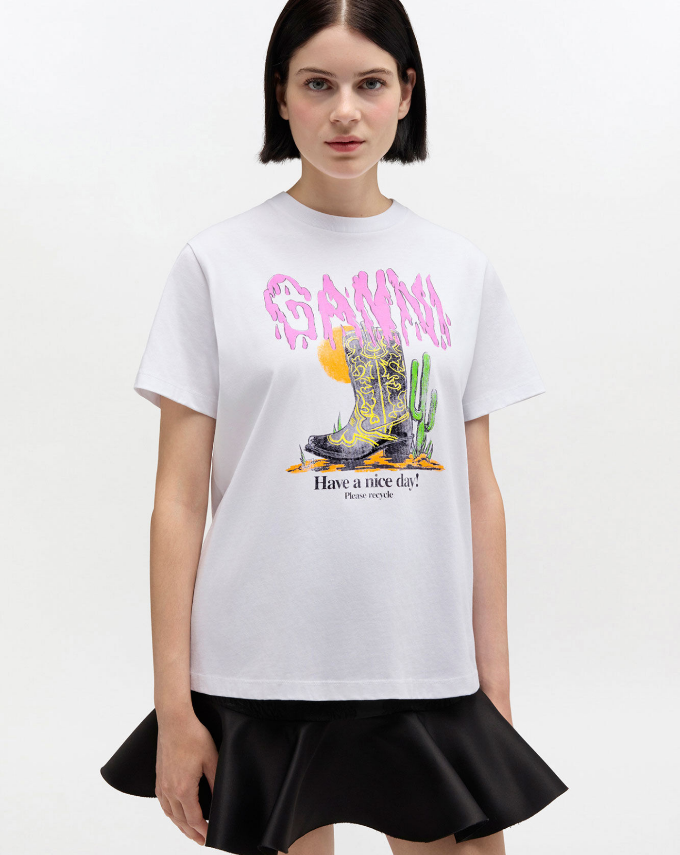 Camiseta Ganni Boots Print A1050075 151 GANNI