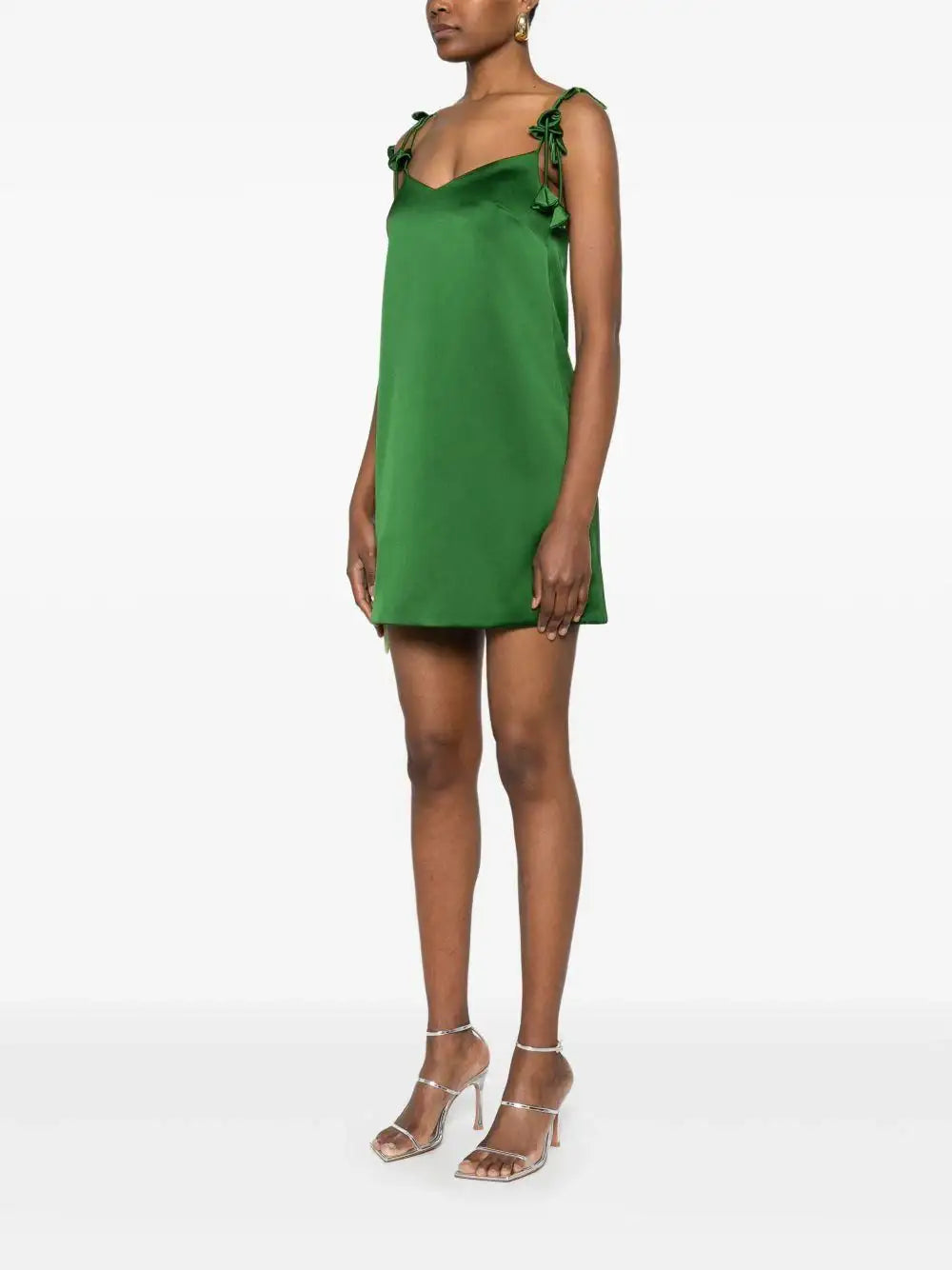 Vestido Self Portrait Satin Flower Mini Dress SS25084S GREEN SELF-PORTRAIT