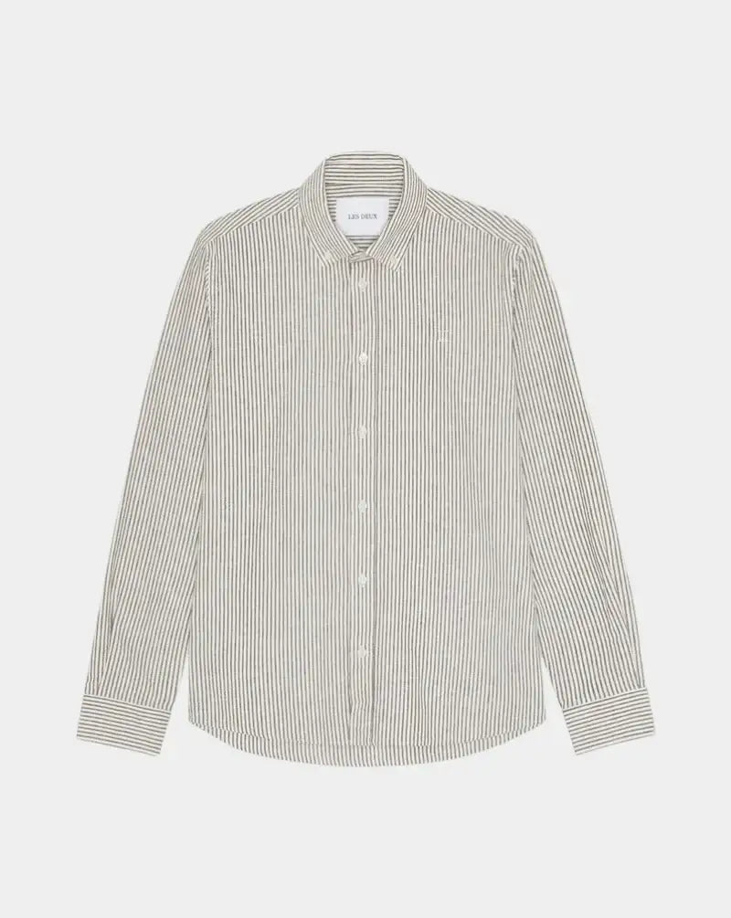 Camisa Les Deux Konrad Stripe 1001330 826TEAK BROWN LES DEUX