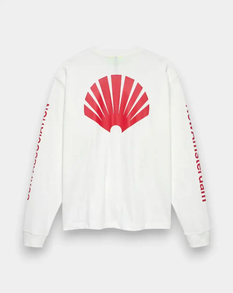 Camiseta New Amsterdam Logo Longsleeve Washed 2601106001 WHITE/DEEP RED NEW AMSTERDAM