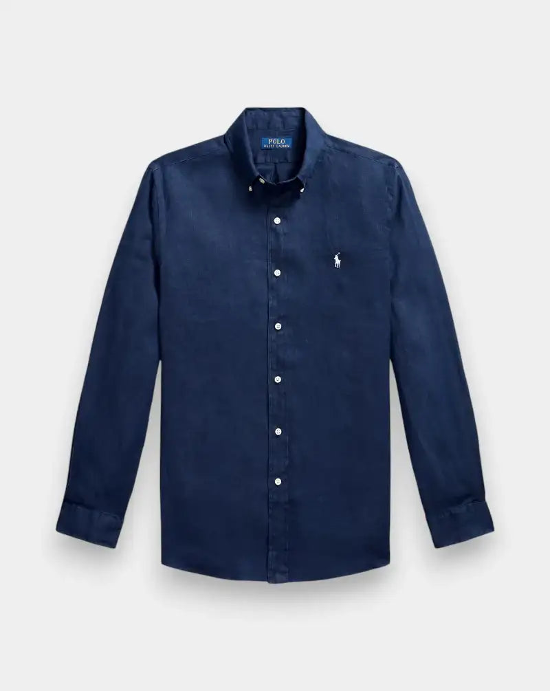 Camisa Polo Ralph Lauren Linen 710966294504 NEWPORT NAVY W/ WHITE PP POLO RALPH LAUREN