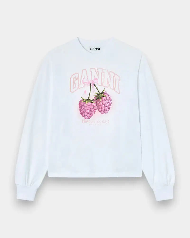 Camiseta Ganni Raspberry A1050141 151BRIGHT WHITE GANNI
