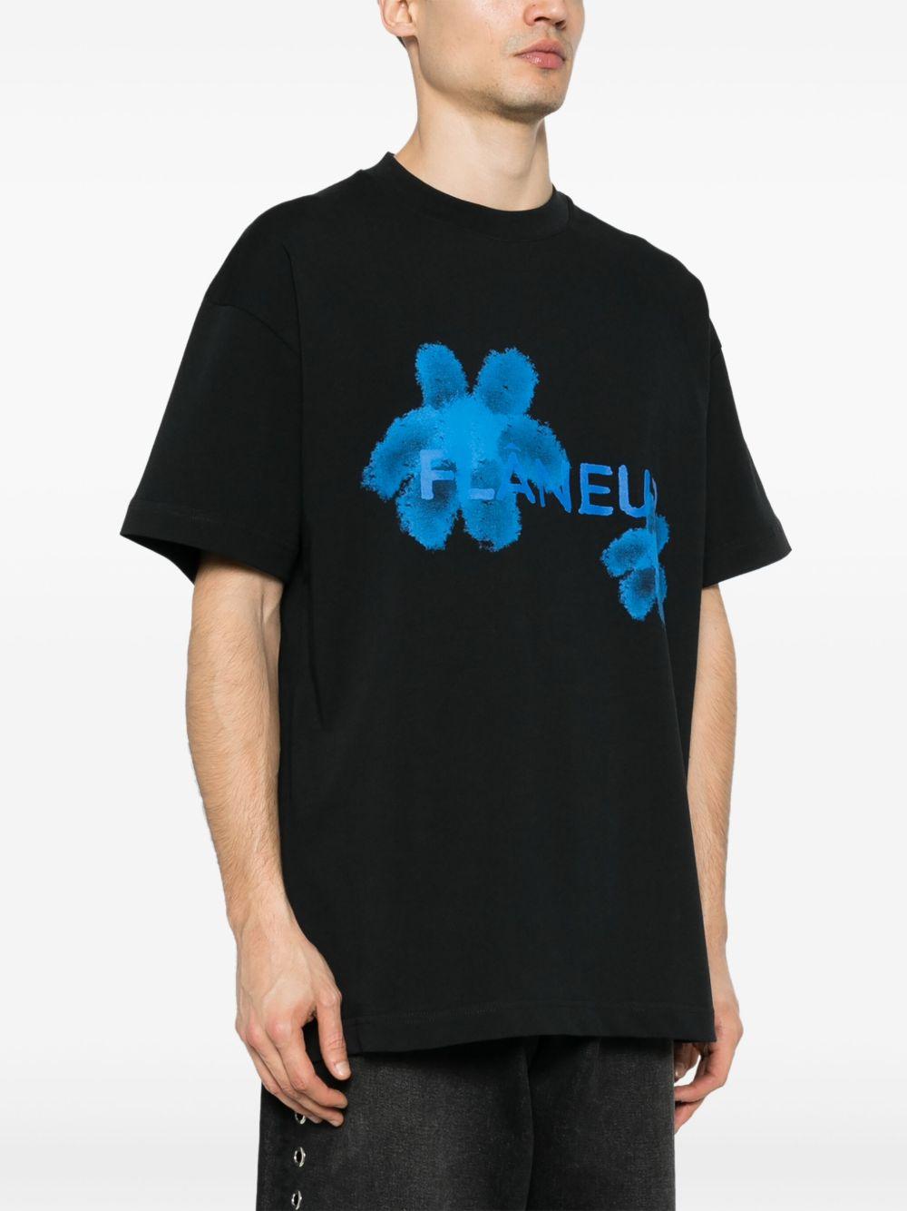 Camiseta Flâneur Floral Watercolor F13030 BLACK FLANEUR