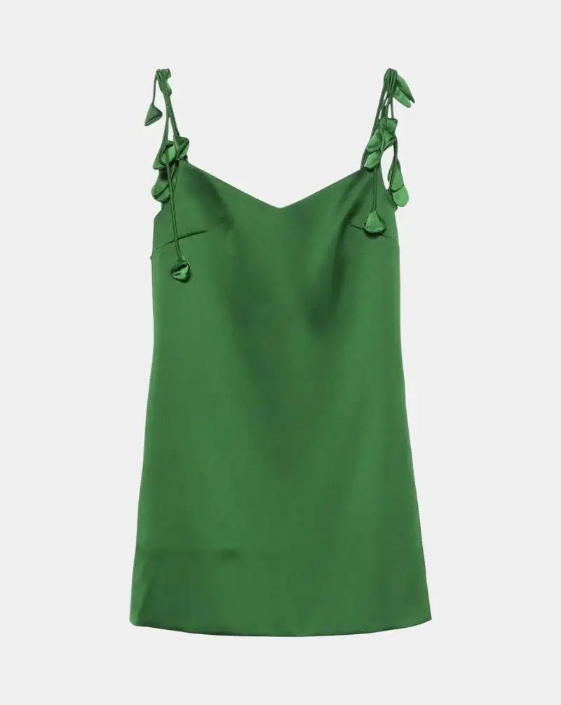 Vestido Self Portrait Satin Flower Mini Dress SS25084S GREEN SELF-PORTRAIT